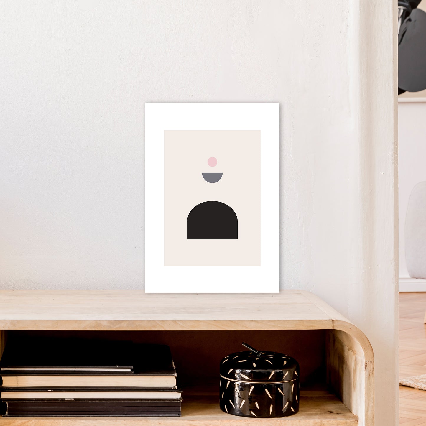Mila Pink Abstract N13 Art Print by Pixy Paper A3 Black Frame