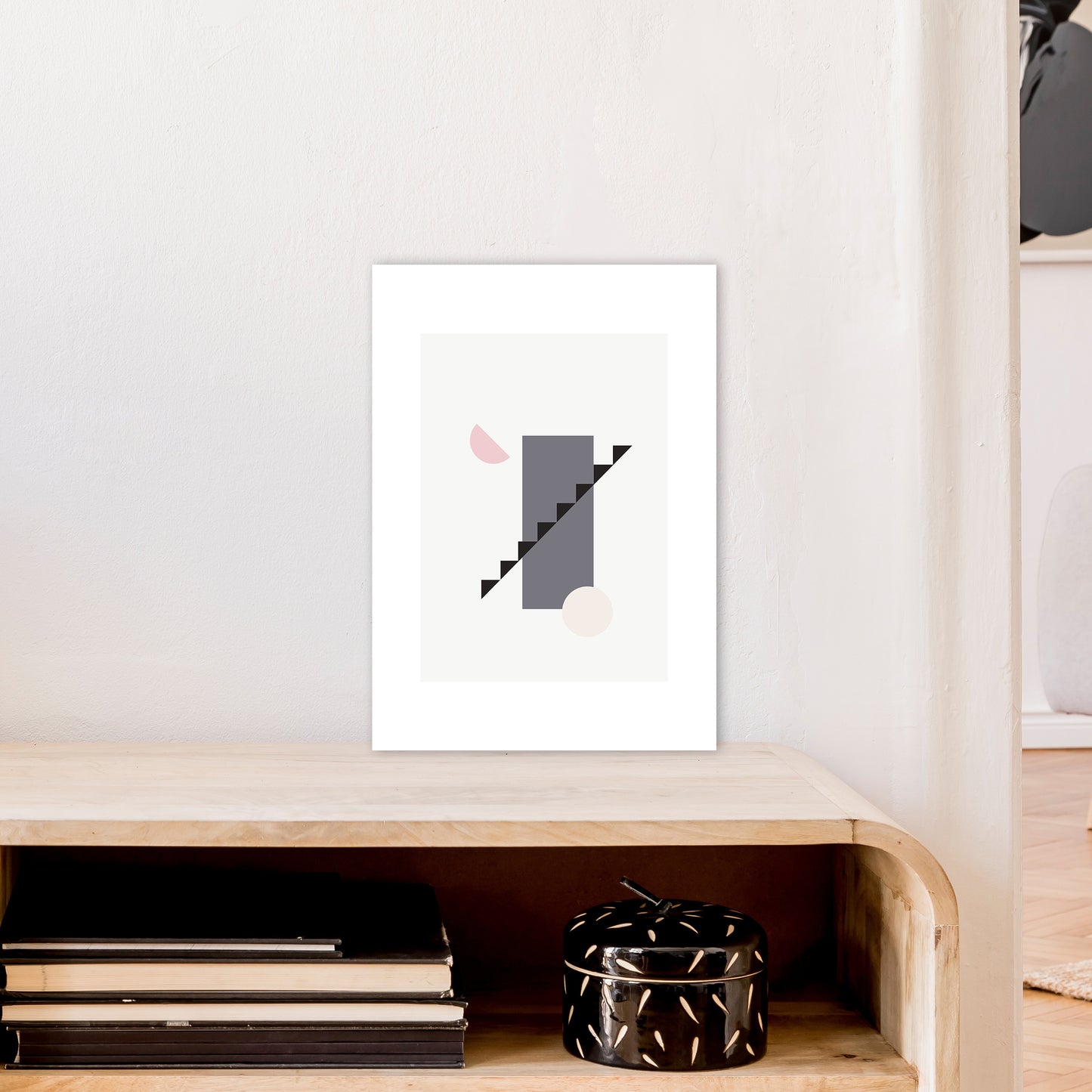 Mila Pink Abstract N12 Art Print by Pixy Paper A3 Black Frame