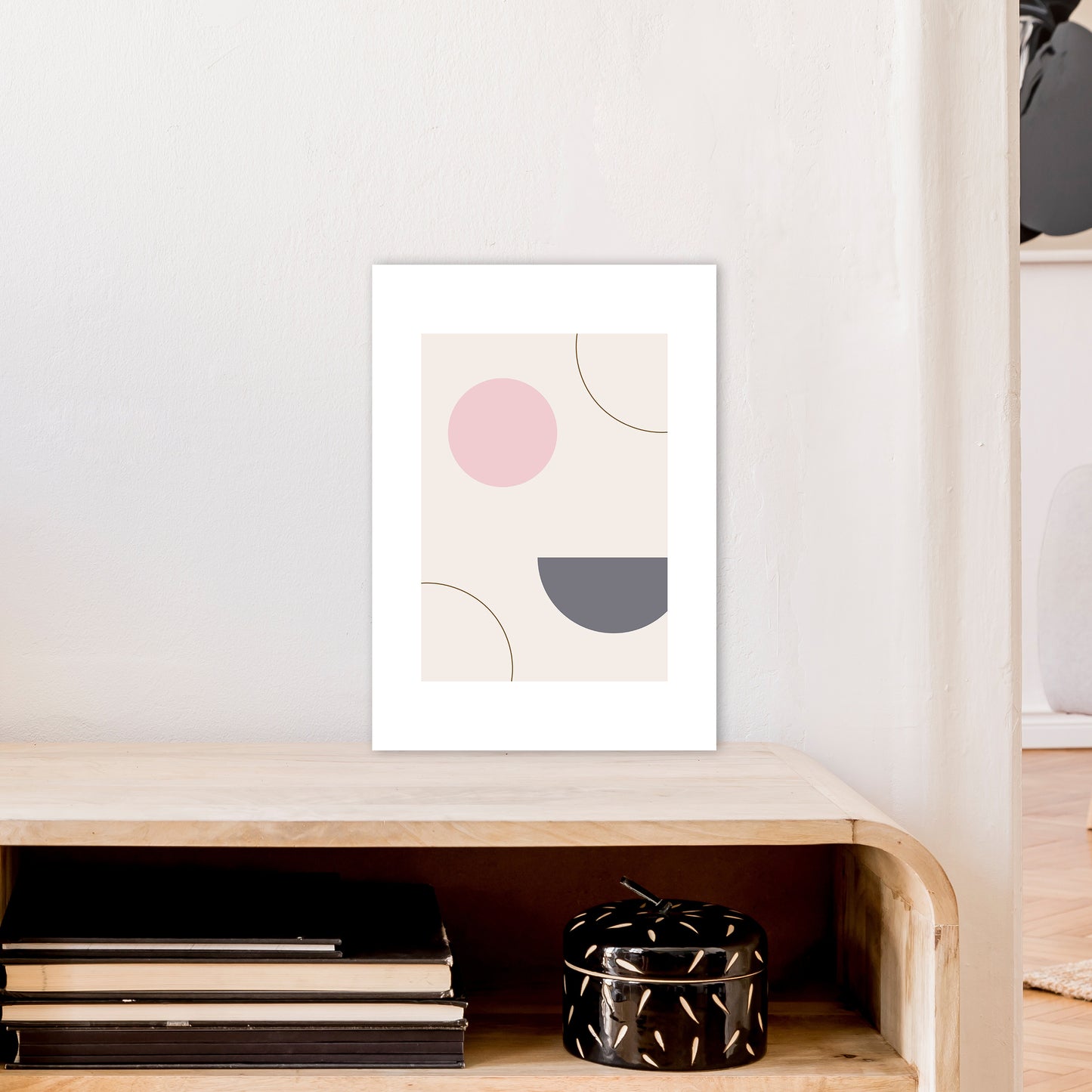 Mila Pink Abstract N23 Art Print by Pixy Paper A3 Black Frame