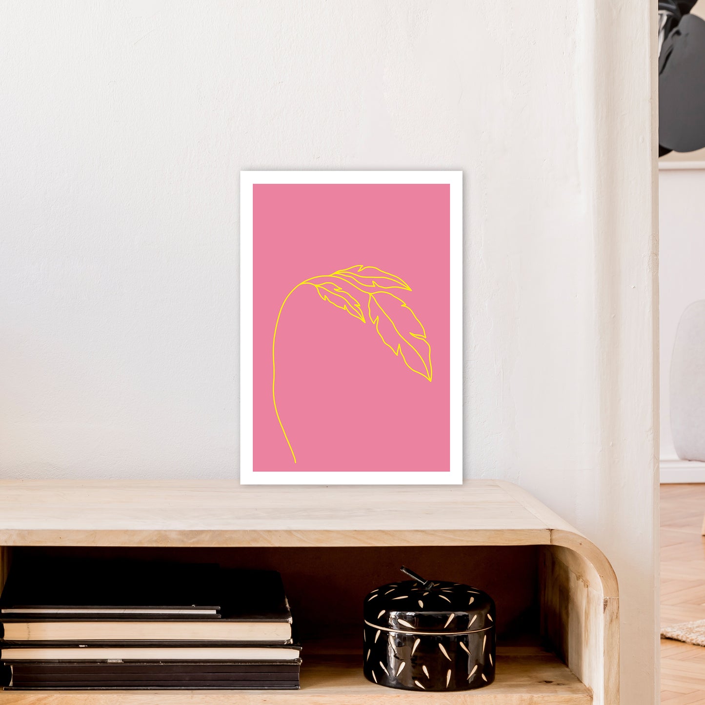 Plant Pink Neon Funk Art Print by Pixy Paper A3 Black Frame