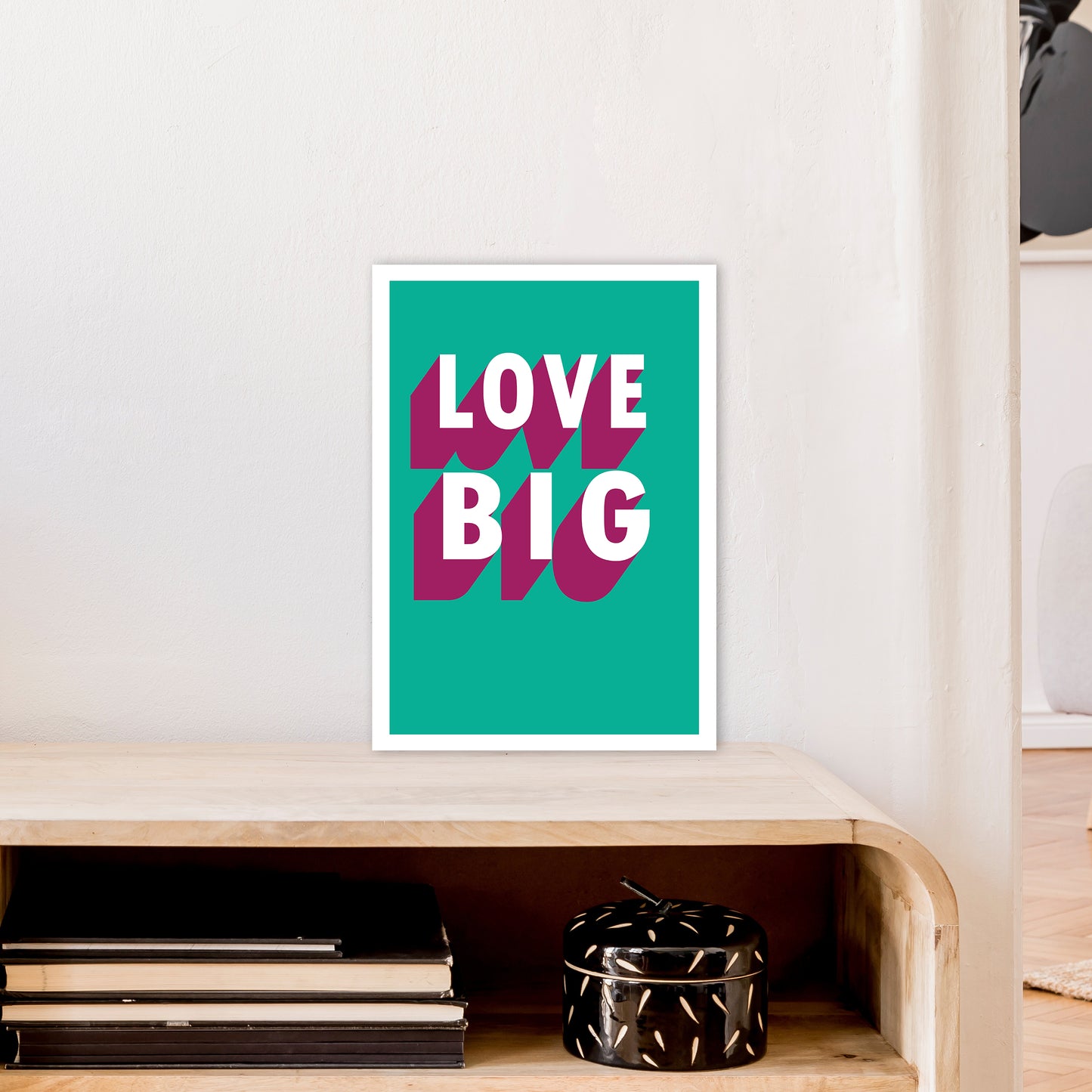 Love Big Shadow Art Print by Pixy Paper A3 Black Frame