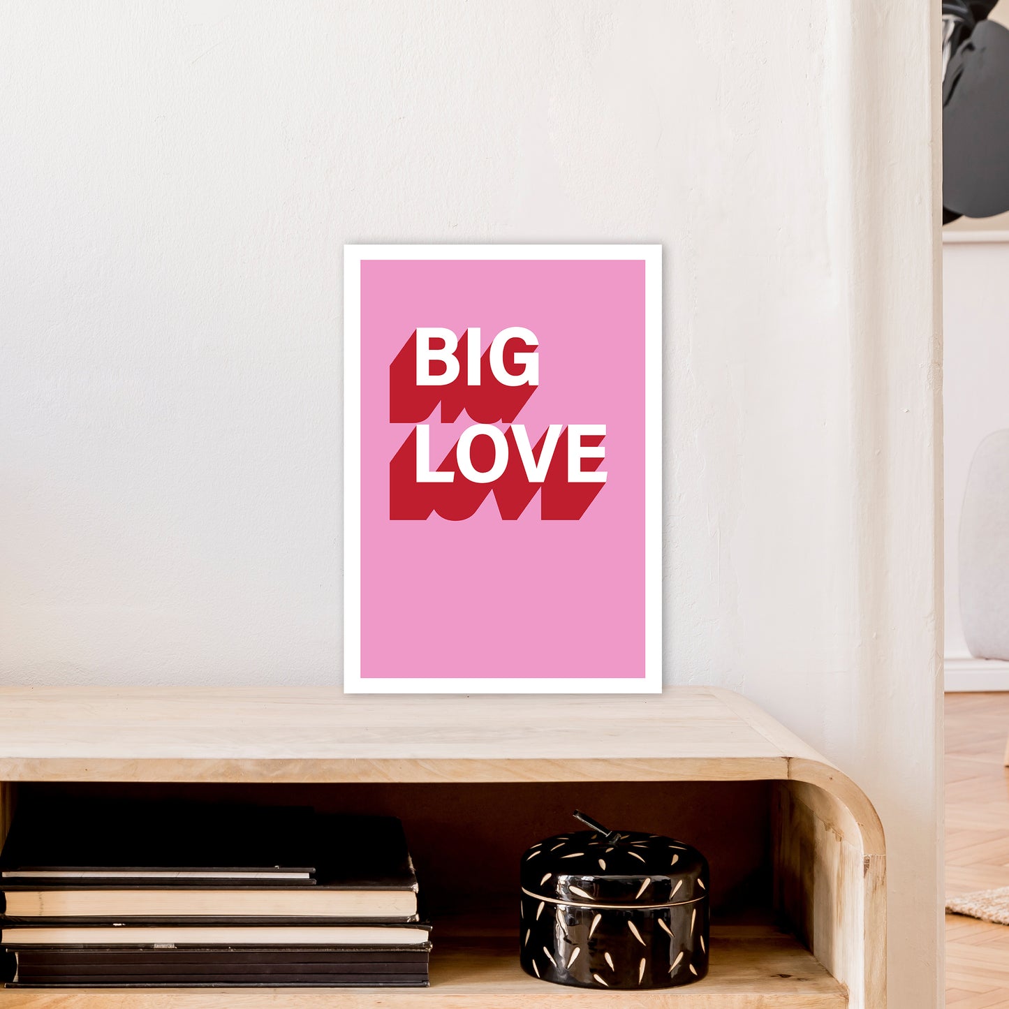 Big Love Shadow Art Print by Pixy Paper A3 Black Frame