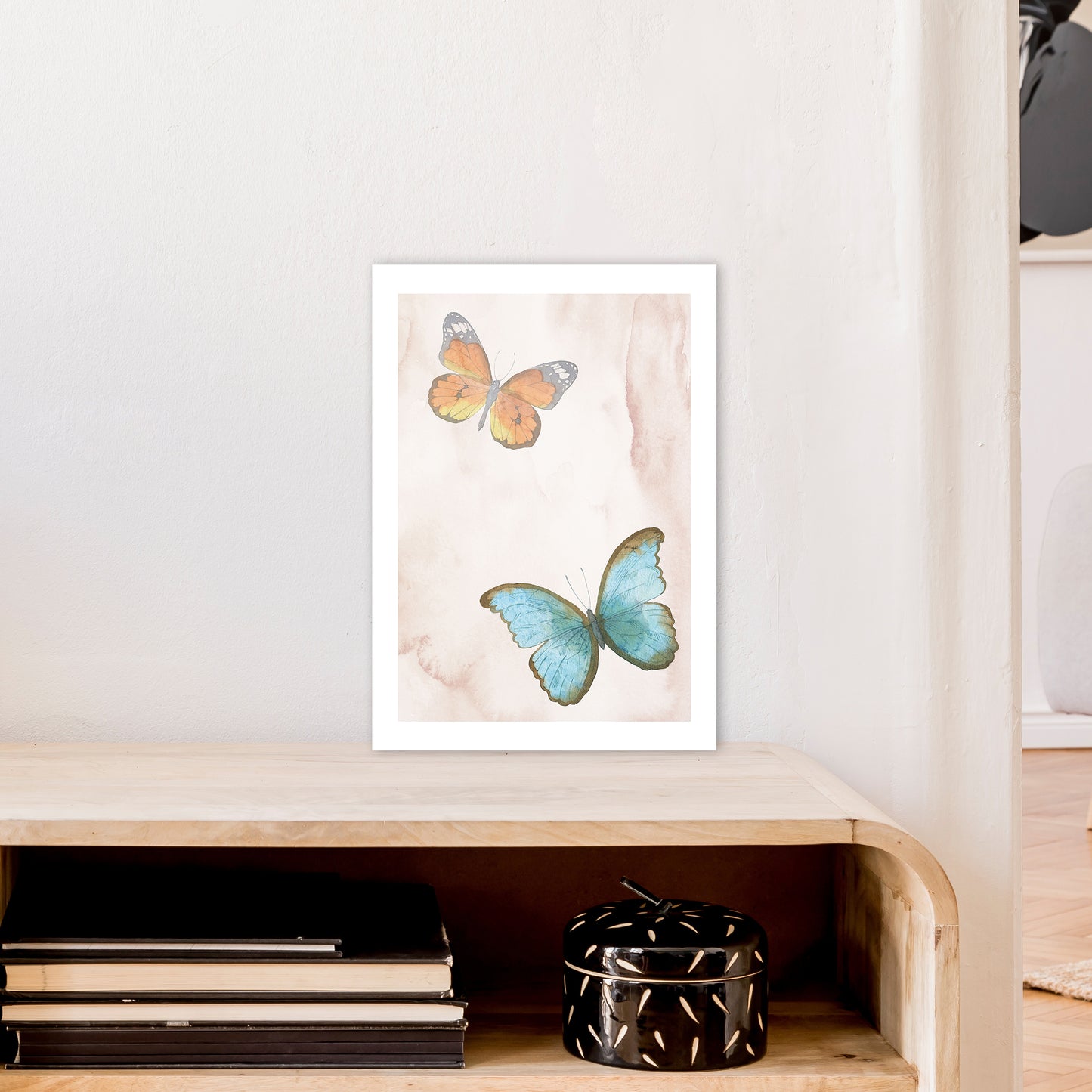 Butterflies Exotic Art Print by Pixy Paper A3 Black Frame