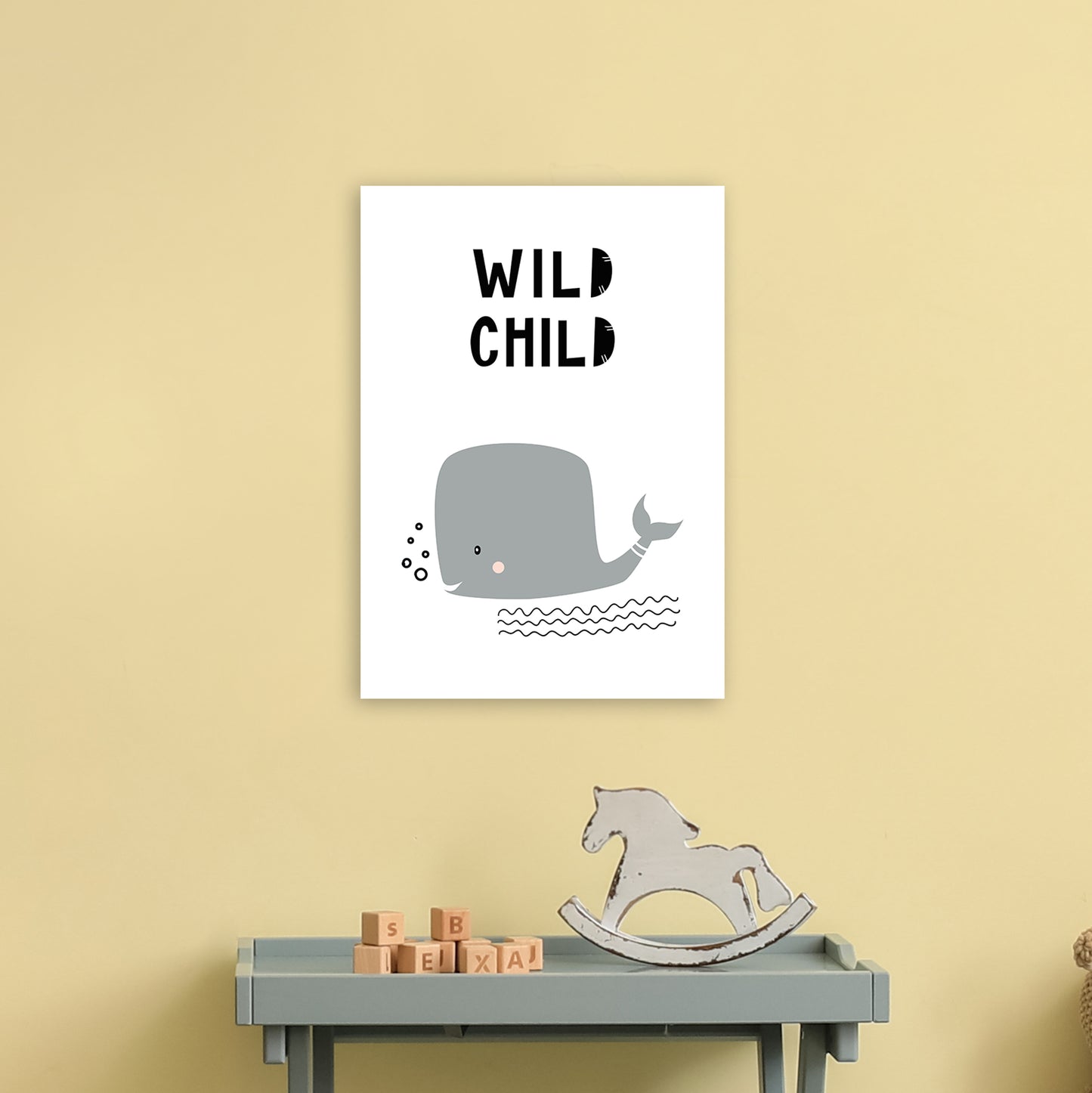Wild Child Whale Animal Art Print by Pixy Paper A3 Black Frame