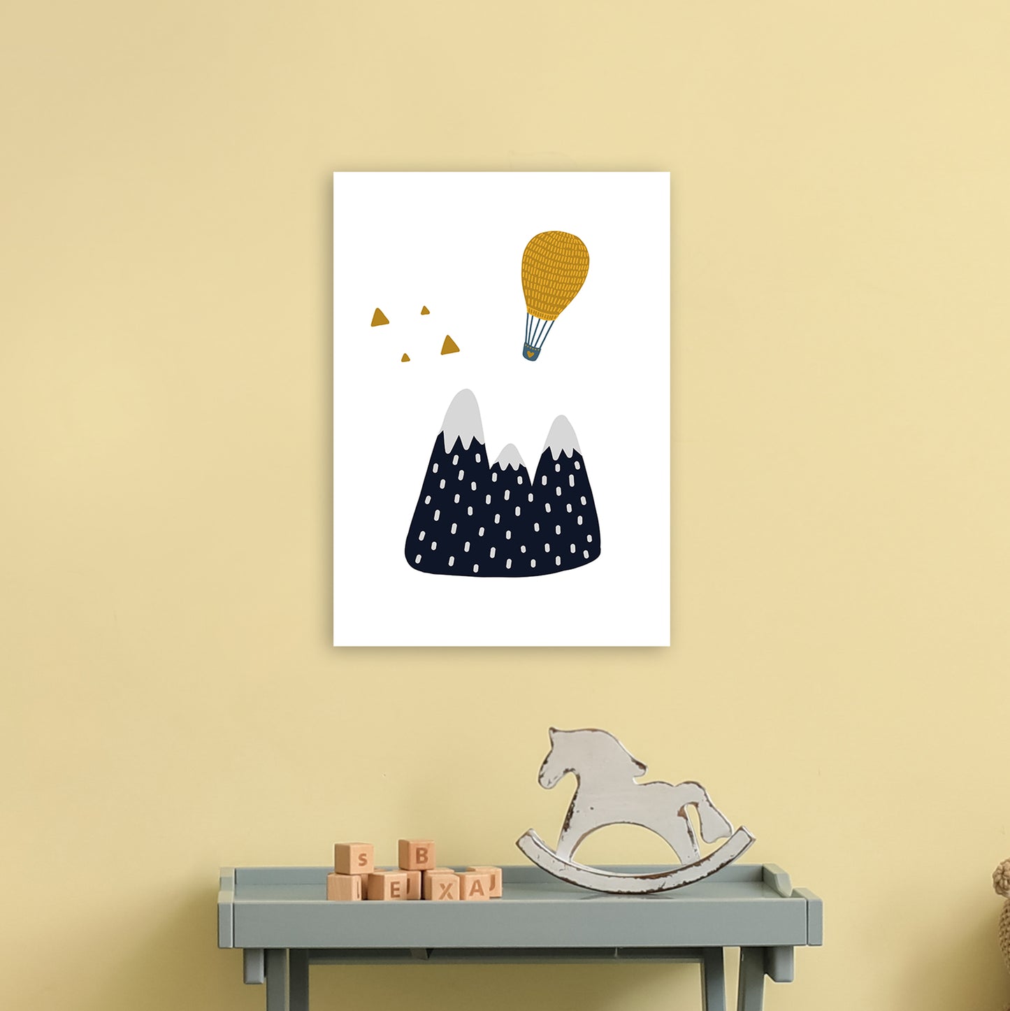 Little Explorer Hot Air Balloon Art Print by Pixy Paper A3 Black Frame