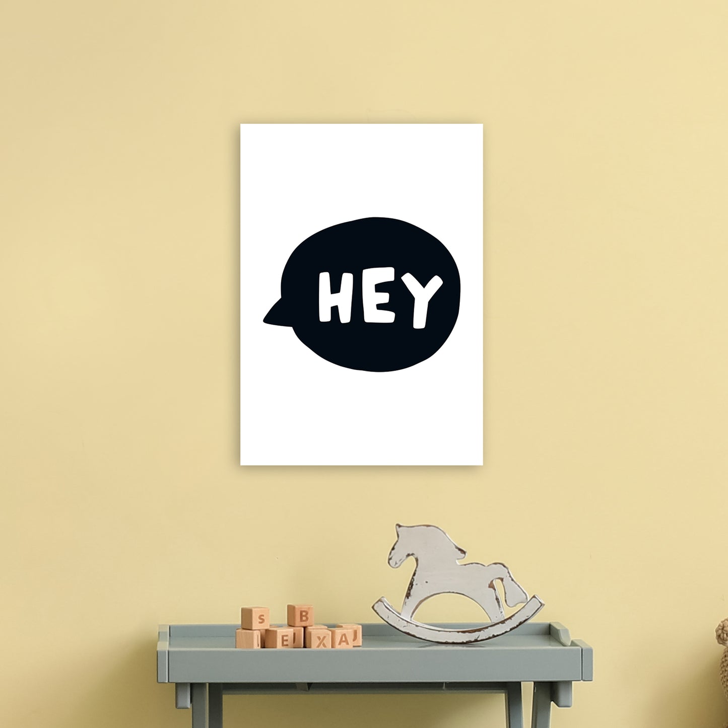 Hey Bubble Super Scandi Black Art Print by Pixy Paper A3 Black Frame