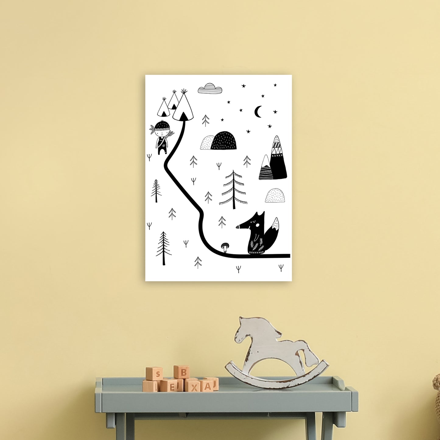 Little Explorer Winding Road Art Print by Pixy Paper A3 Black Frame