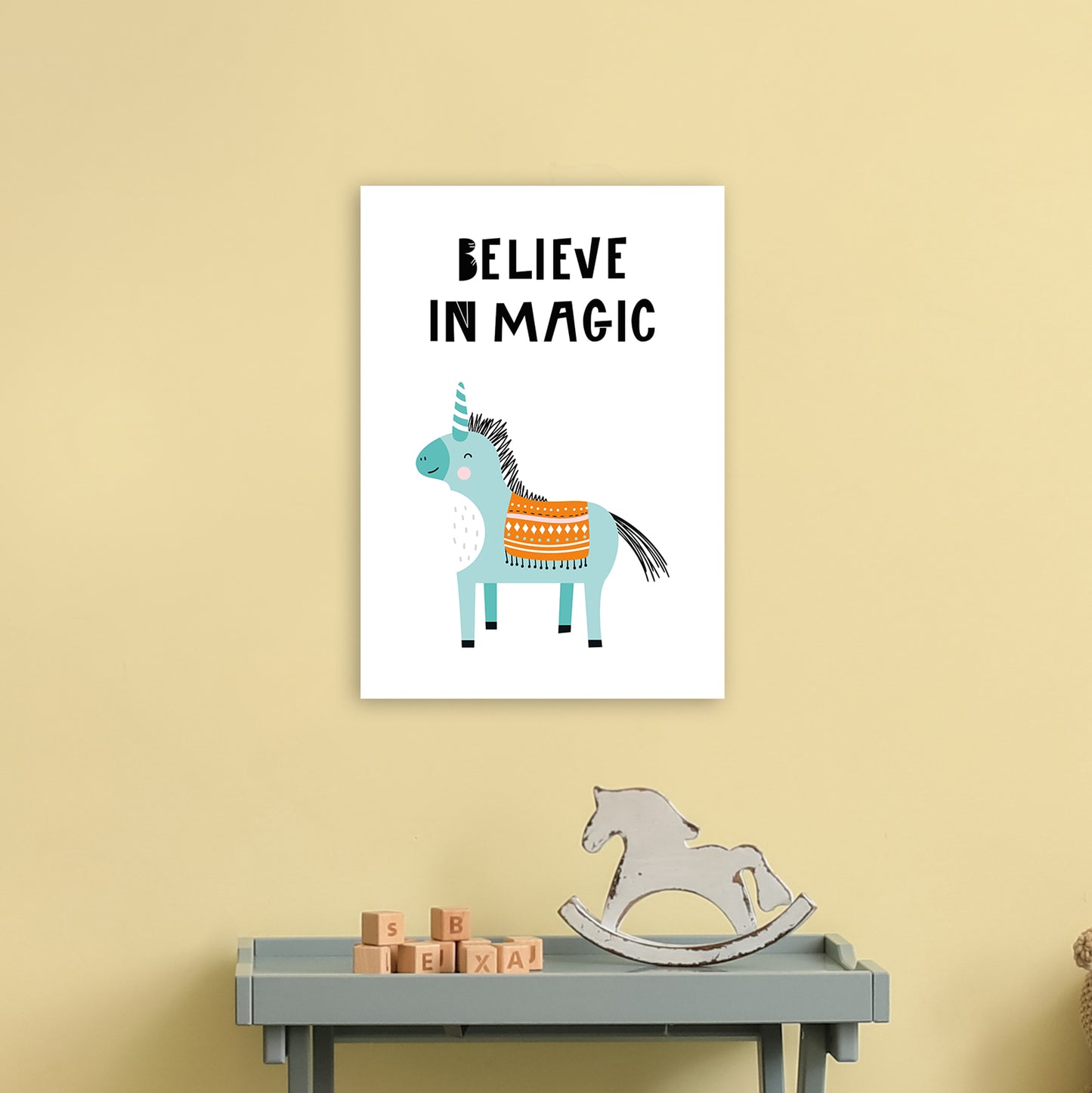 Believe In Magic Animal Pop Art Print by Pixy Paper A3 Black Frame