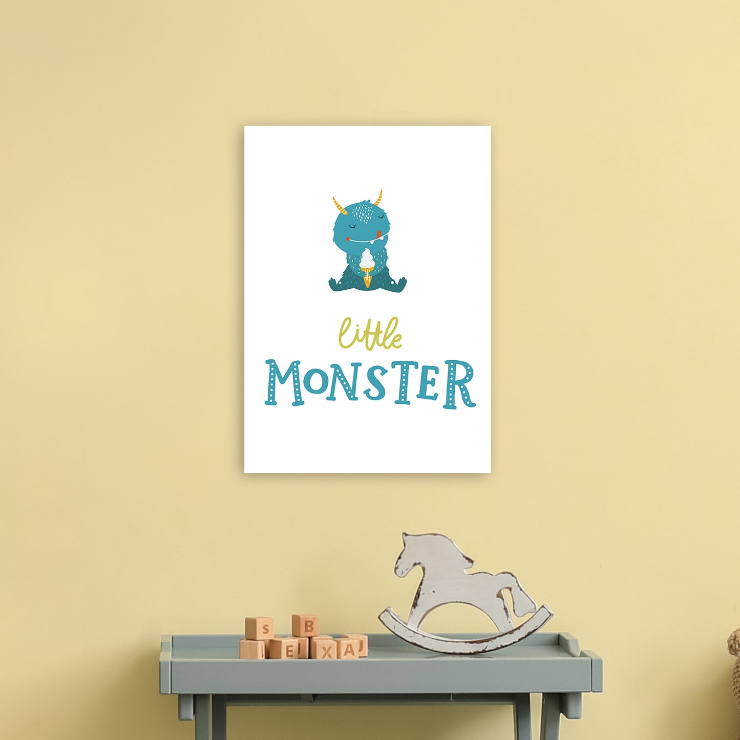 Little Monsters Ice Cream Art Print by Pixy Paper A3 Black Frame