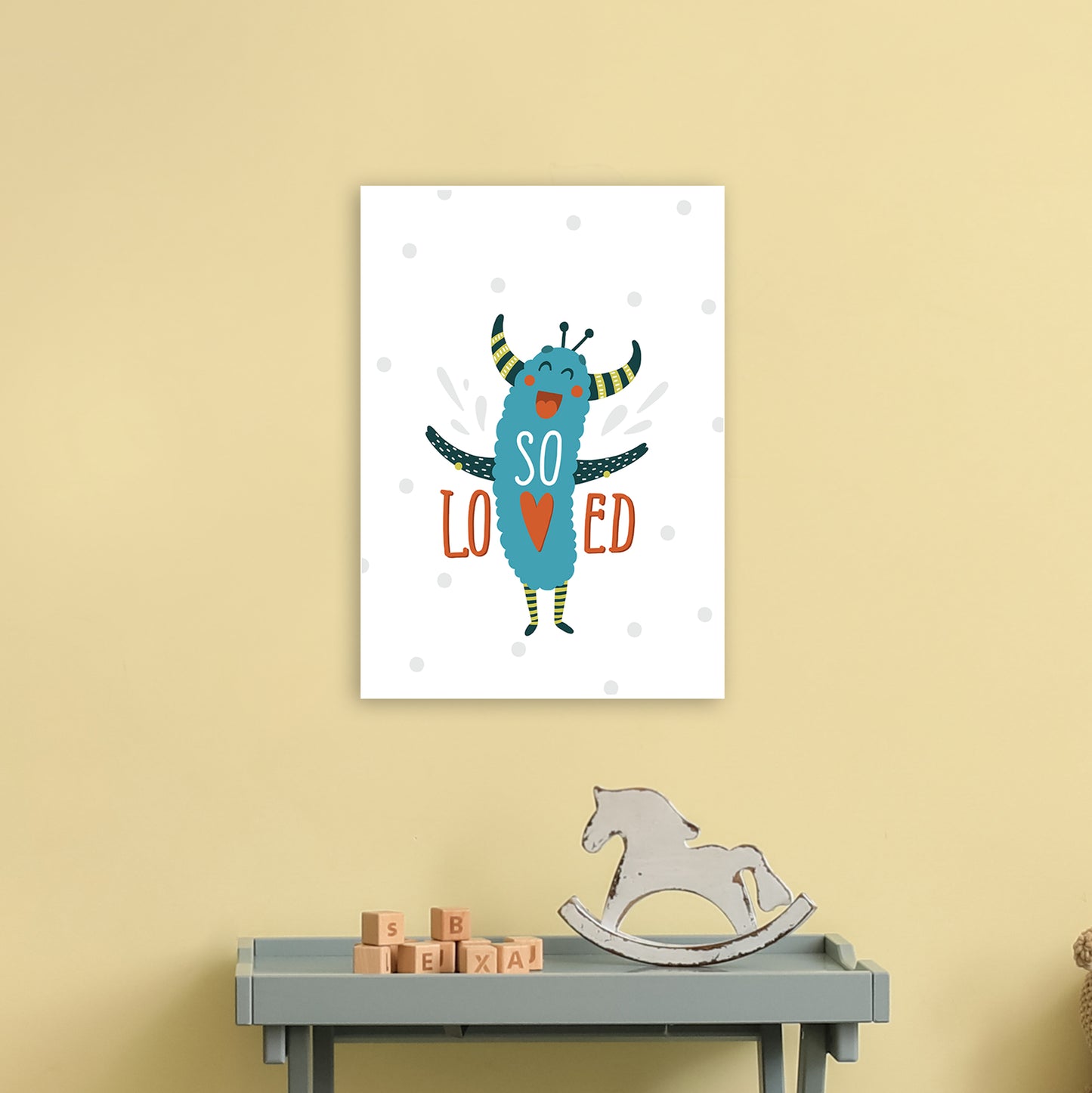 Little Monsters So Loved Art Print by Pixy Paper A3 Black Frame