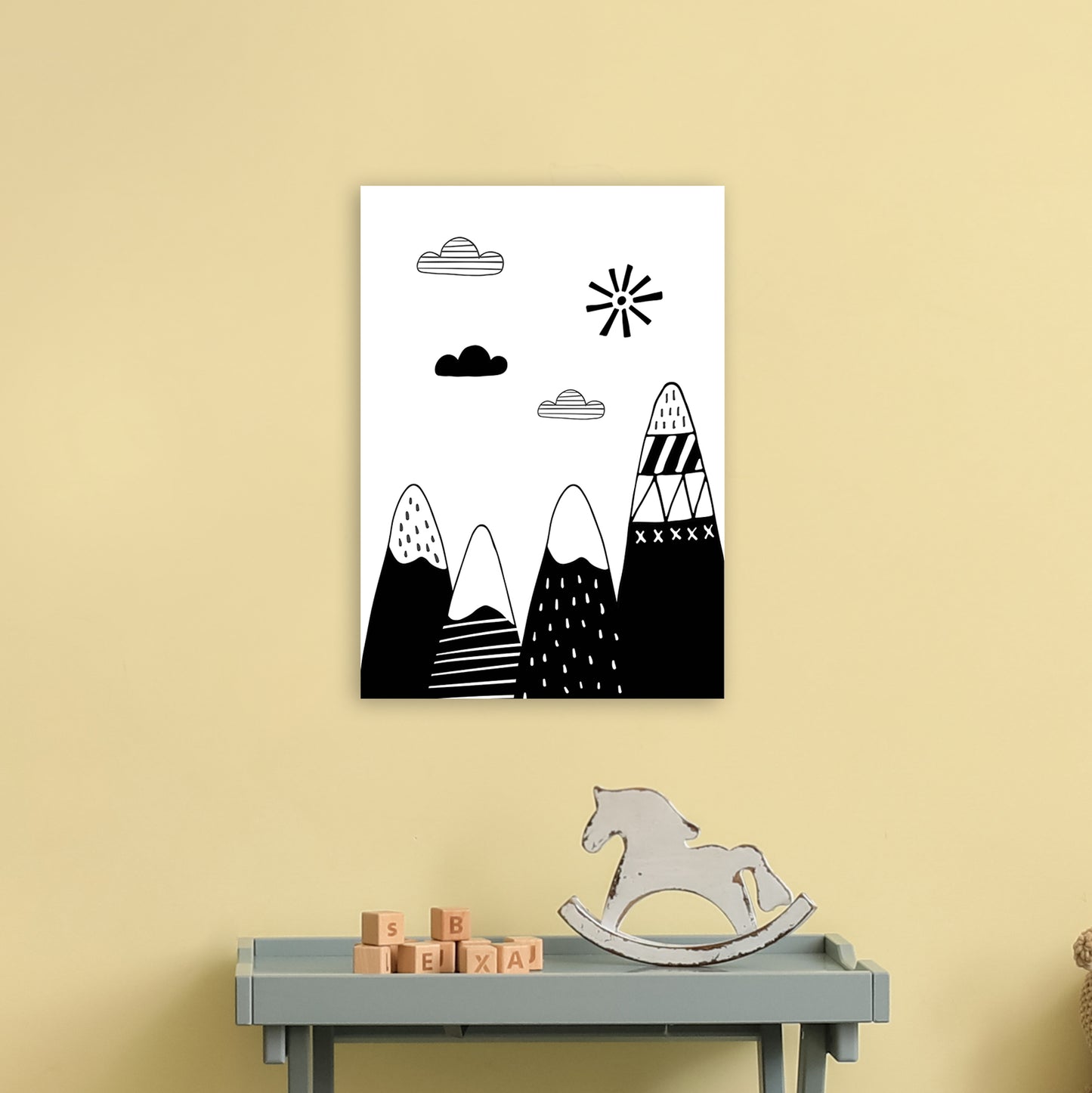 Scandinavian Mountains Art Print by Pixy Paper A3 Black Frame