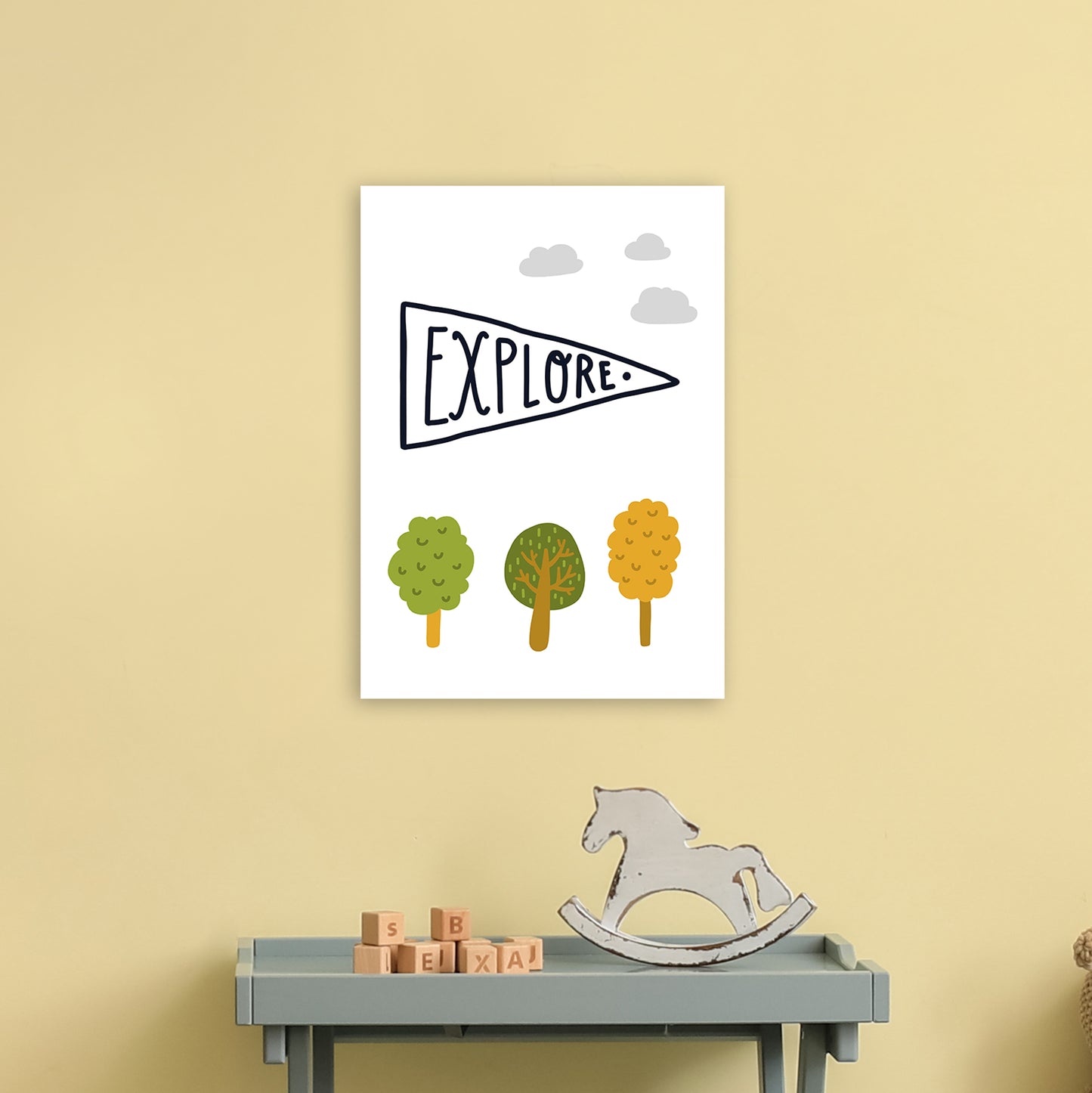 Little Explorer Sign Art Print by Pixy Paper A3 Black Frame