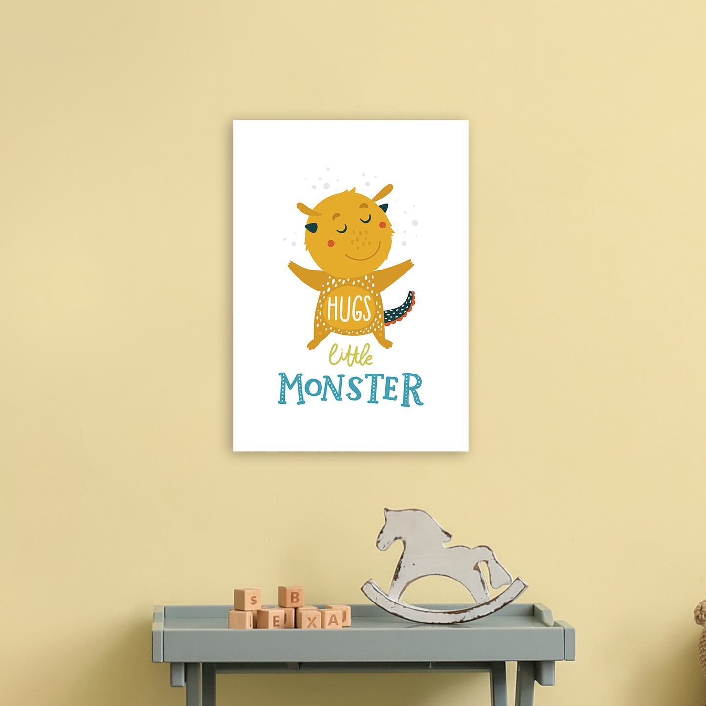 Little Monsters Hug Art Print by Pixy Paper A3 Black Frame