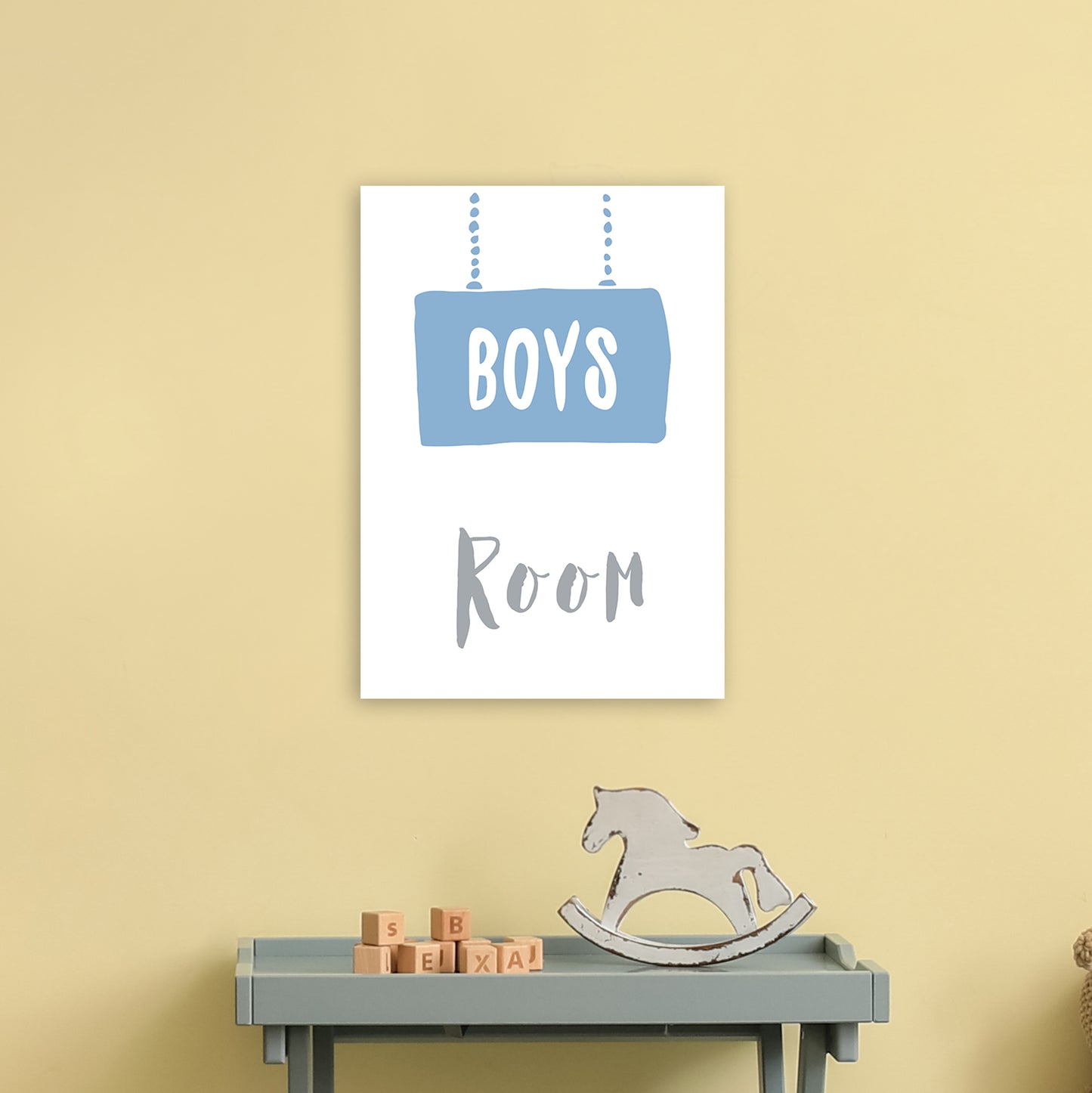Boys Room Blue Art Print by Pixy Paper A3 Black Frame