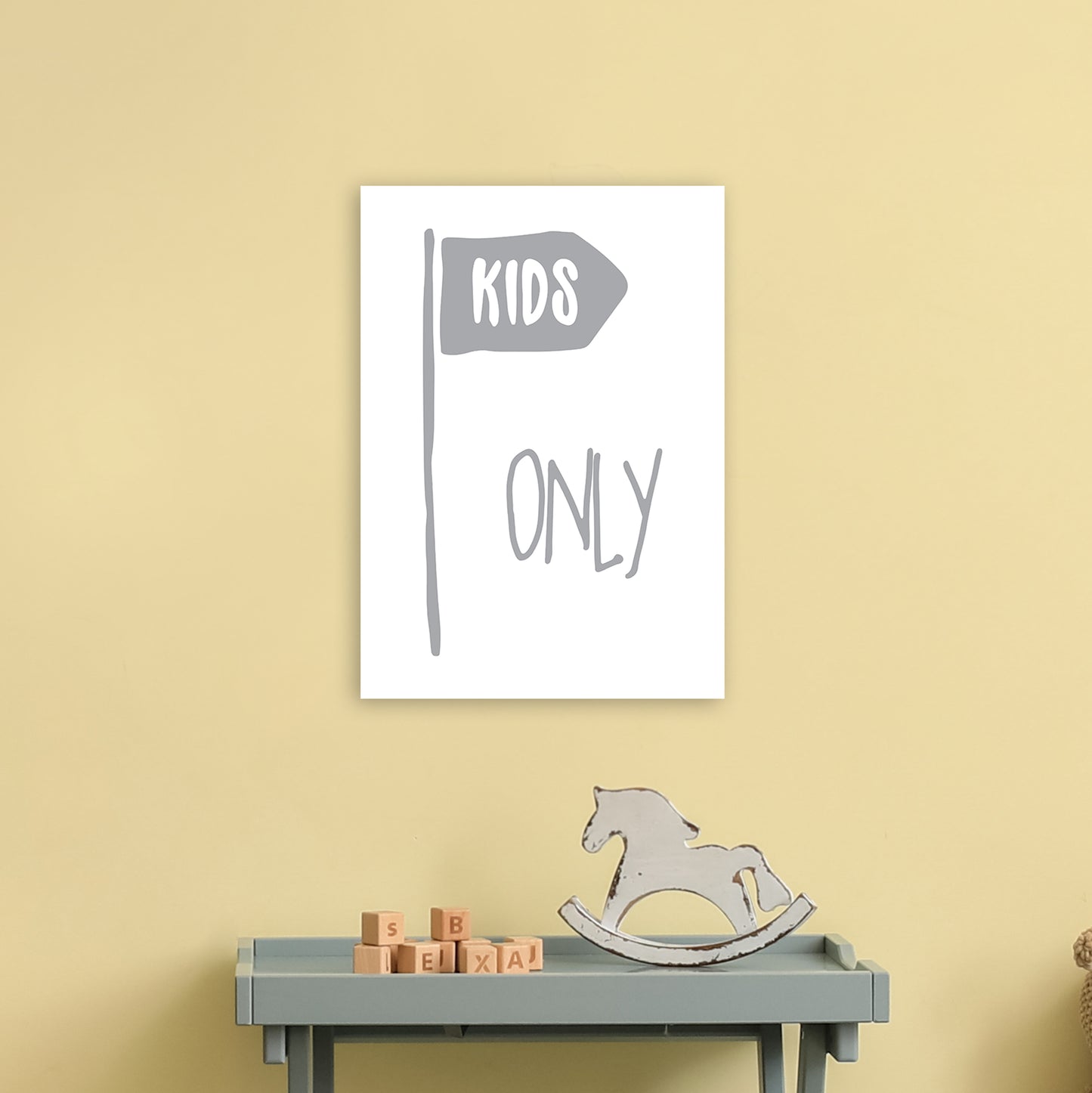 Kids Only Grey Art Print by Pixy Paper A3 Black Frame