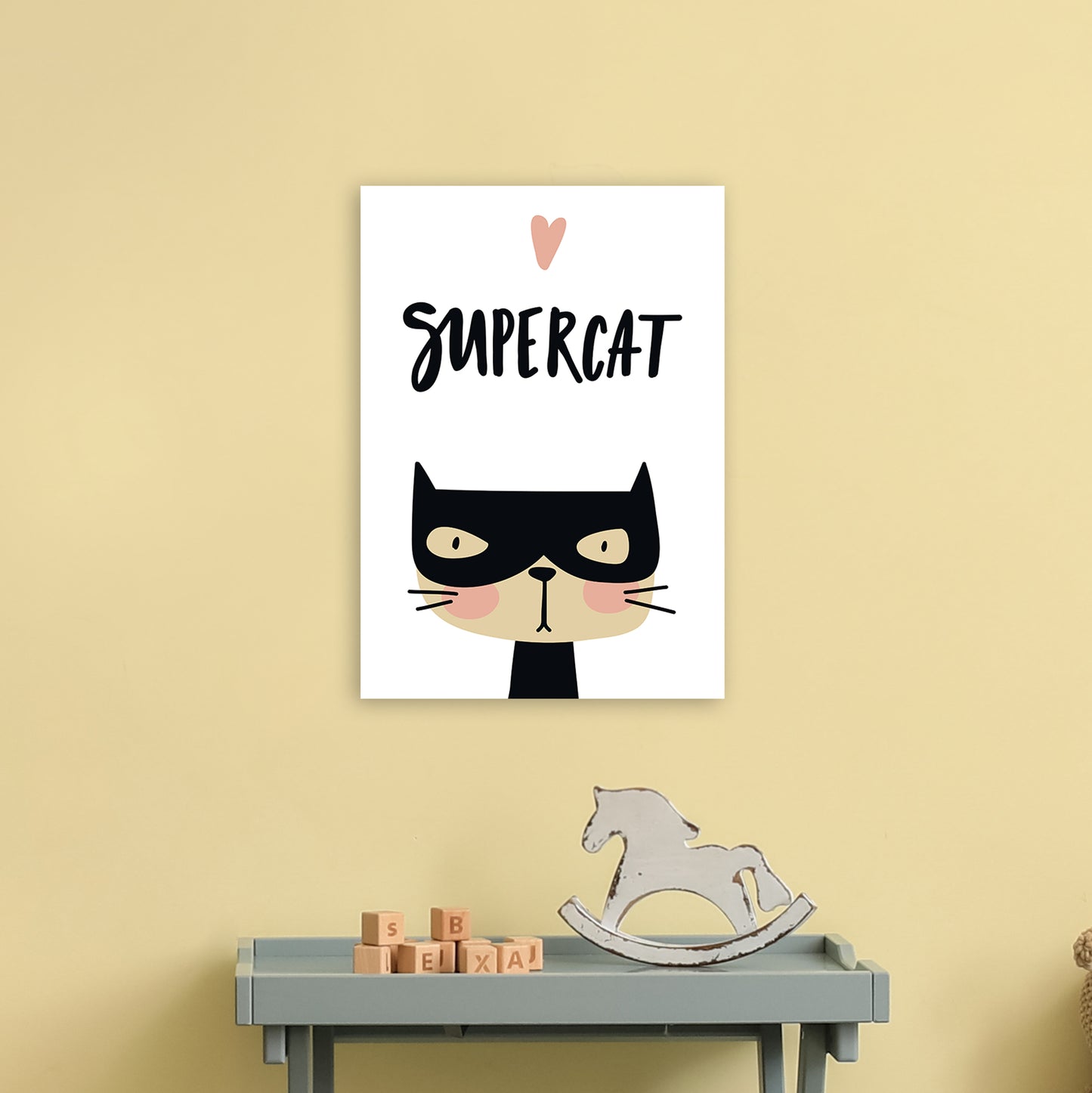 Supercat Art Print by Pixy Paper A3 Black Frame