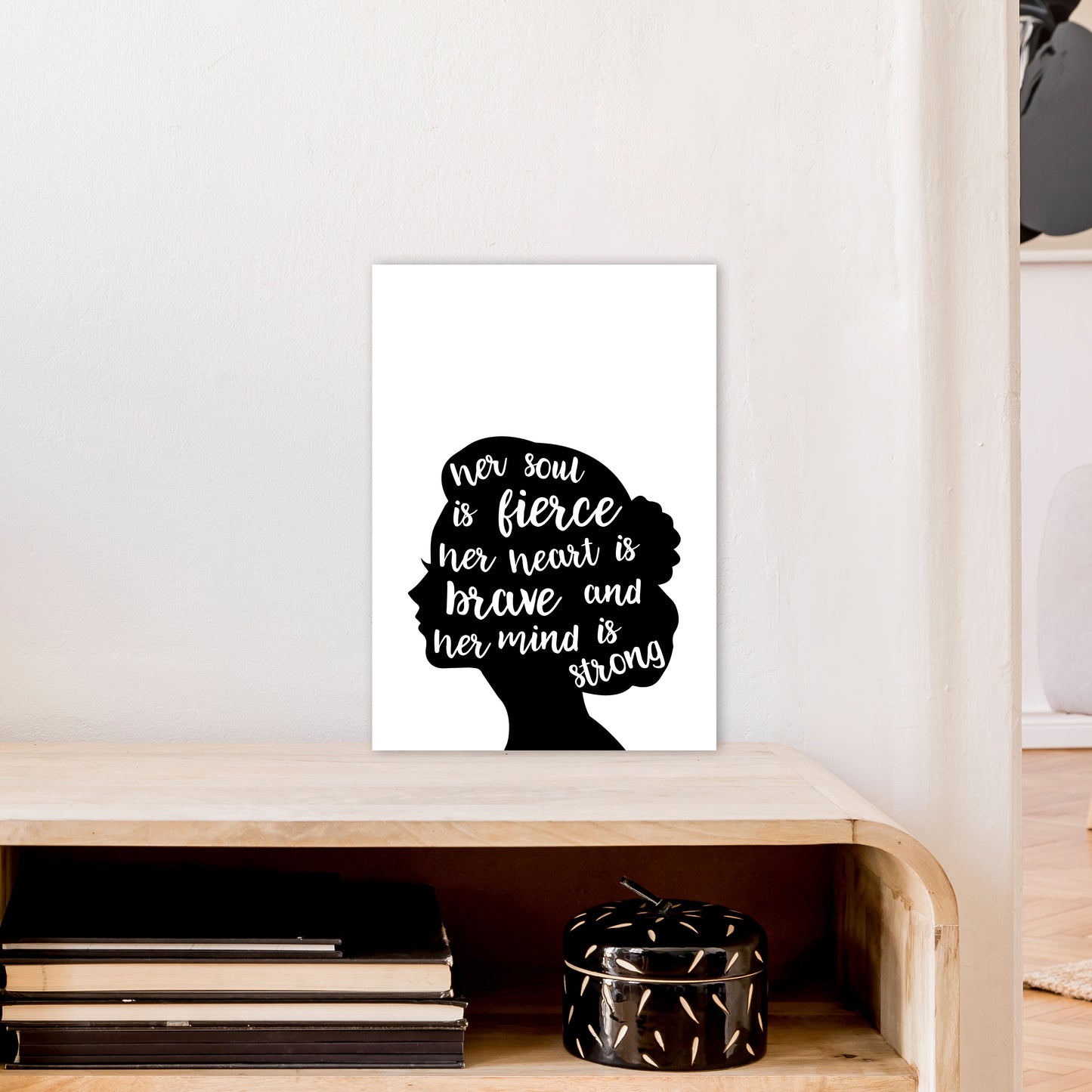 Her Soul Is Fierce White Art Print by Pixy Paper A3 Black Frame