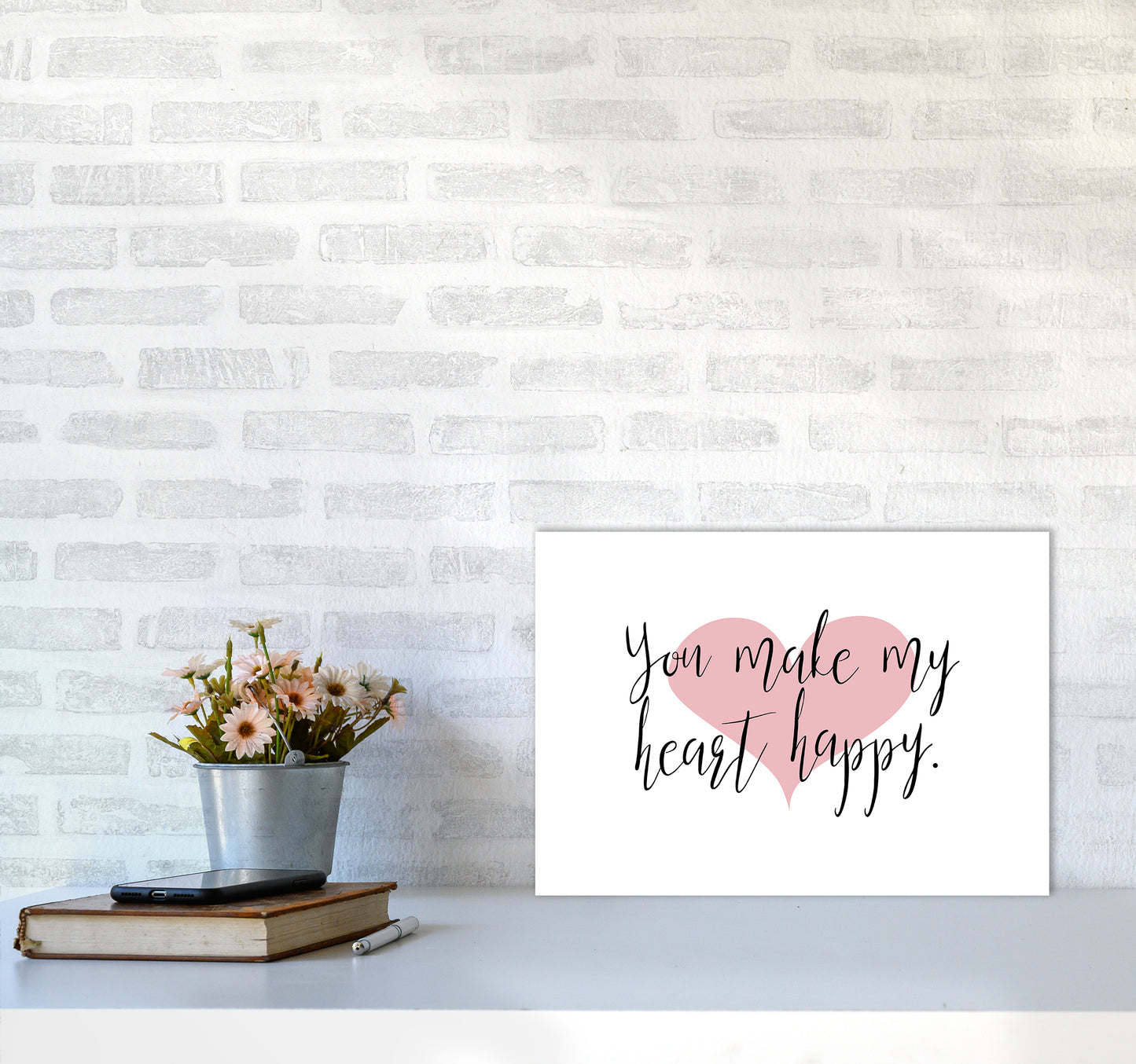 You Make My Heart Happy Art Print by Pixy Paper A3 Black Frame
