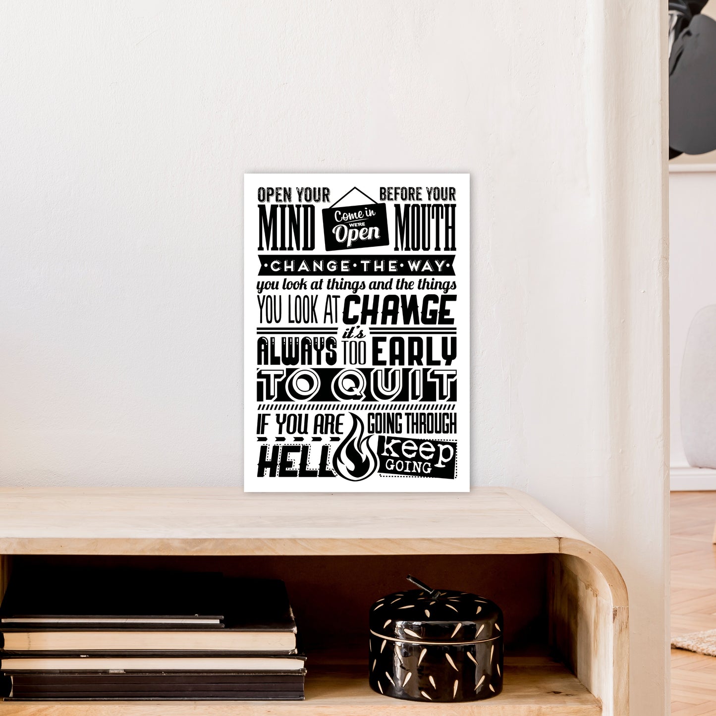 Open Your Mind Vintage Art Print by Pixy Paper A3 Black Frame