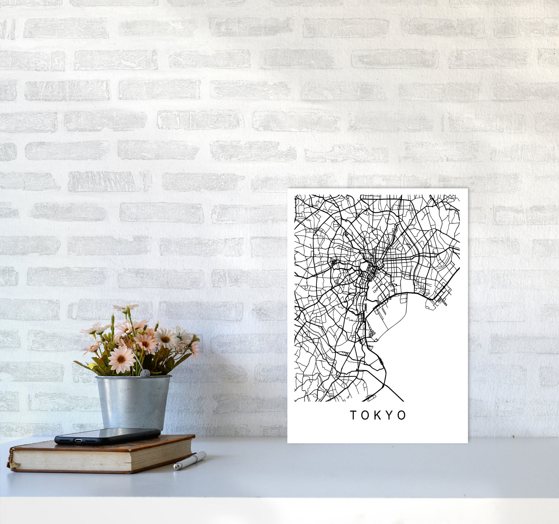 Tokyo Map Art Print by Pixy Paper A3 Black Frame