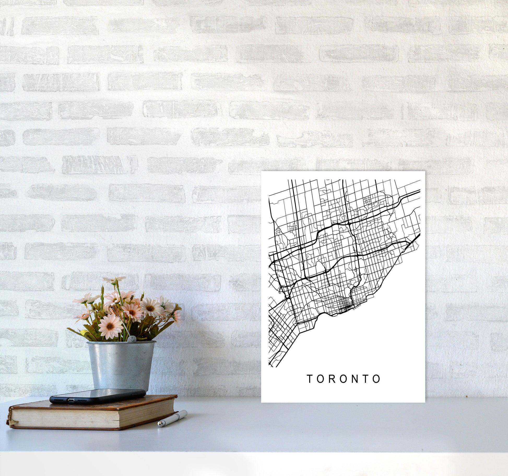 Toronto Map Art Print by Pixy Paper A3 Black Frame