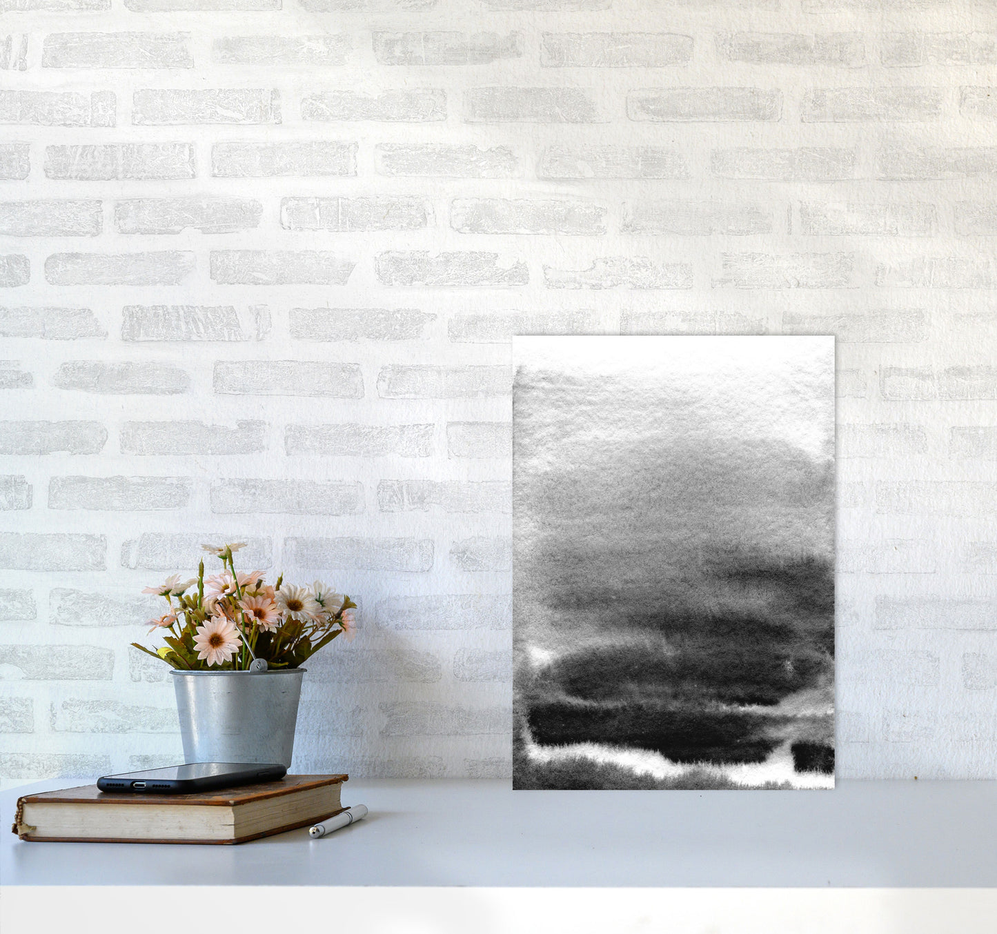 Majestic Monochrome Watercolour 02 Art Print by Pixy Paper A3 Black Frame
