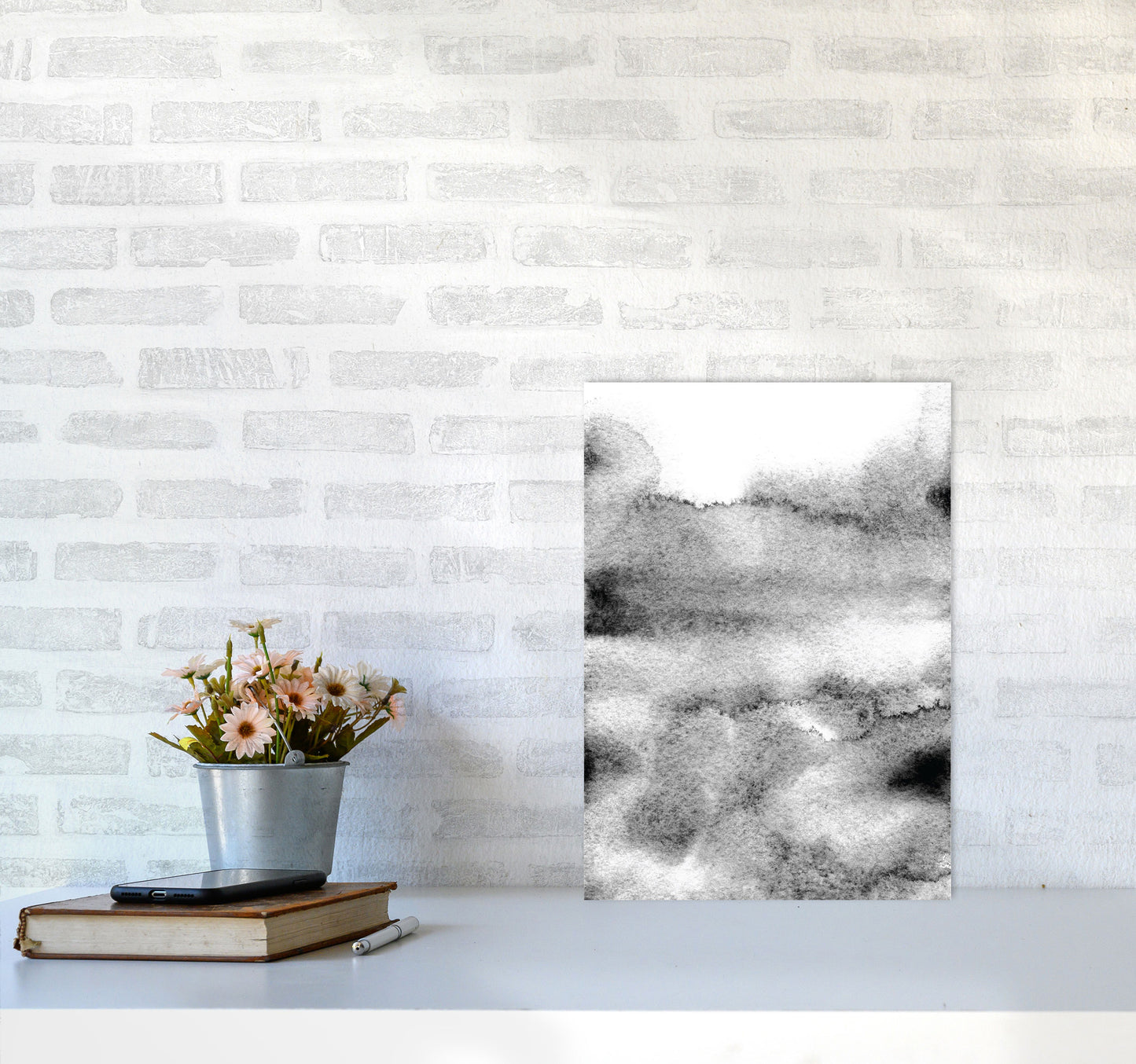 Majestic Monochrome Watercolour 04 Art Print by Pixy Paper A3 Black Frame