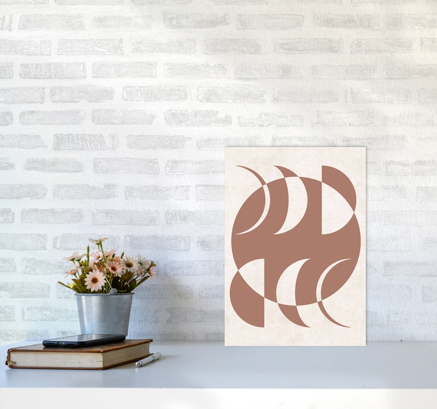 Autumn Moon Phases abstract Art Print by Pixy Paper A3 Black Frame