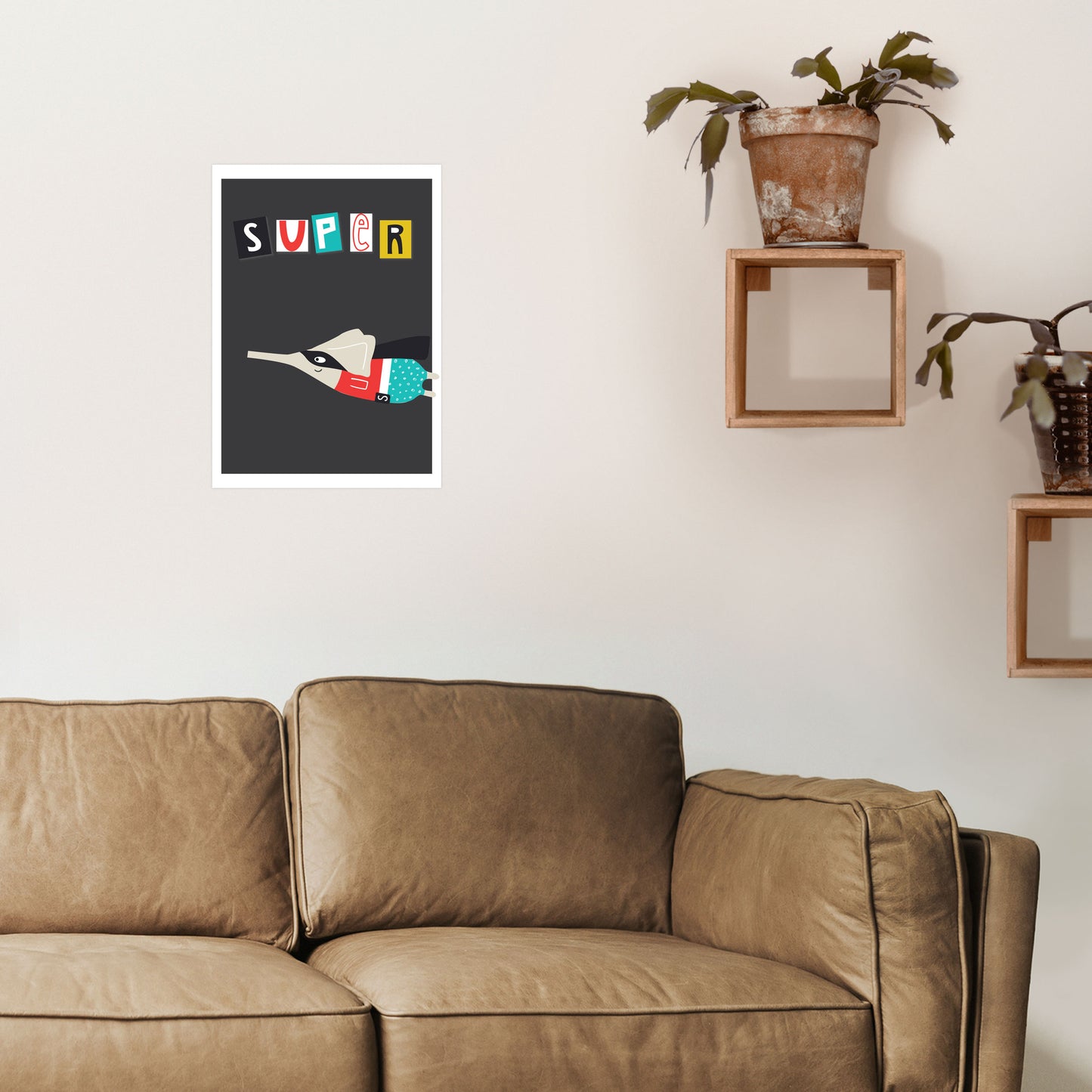 Super elephant Art Print by Pixy Paper A3 Black Frame