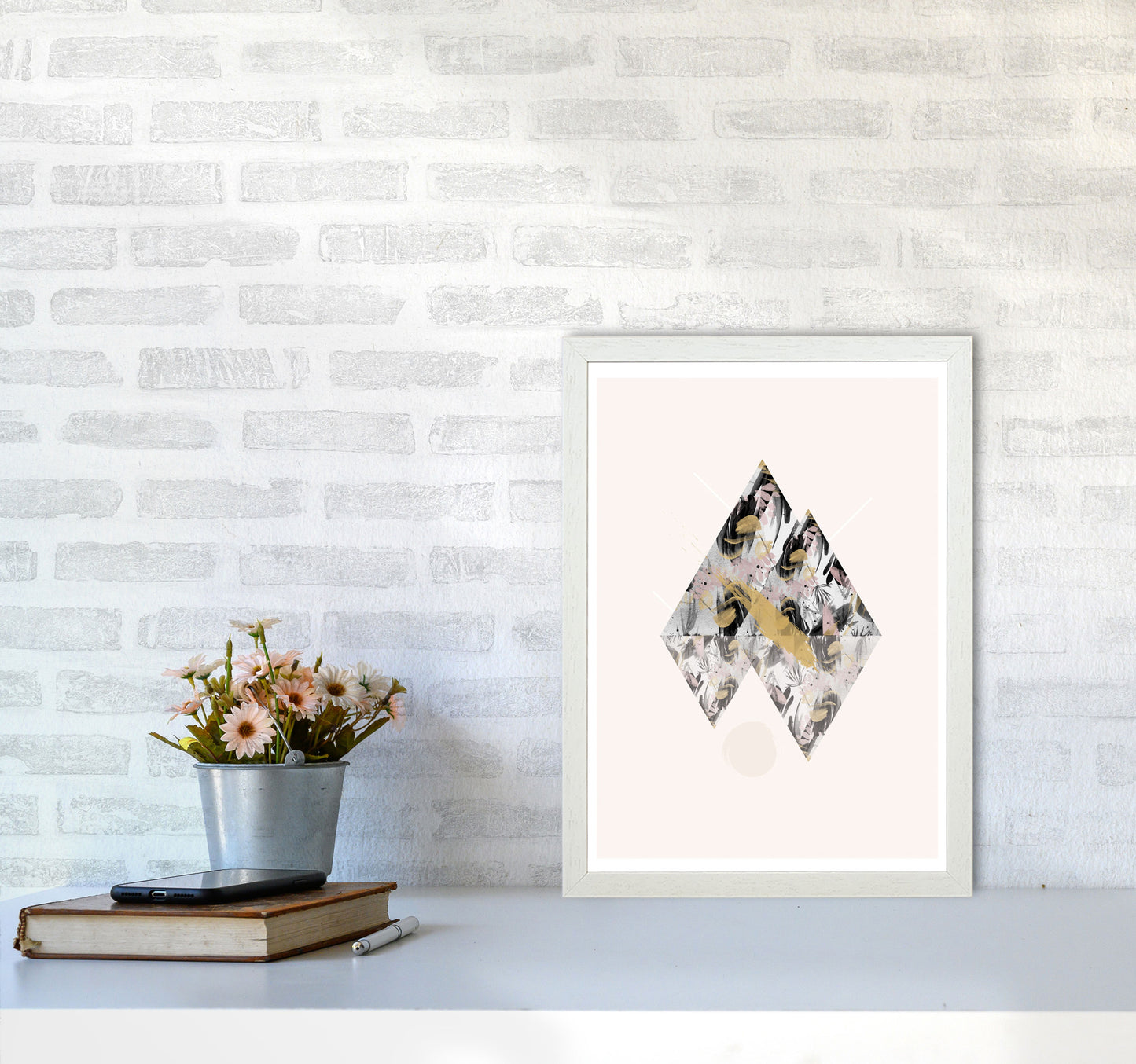 Random Geo Styles 2 Modern Print A3 Oak Frame