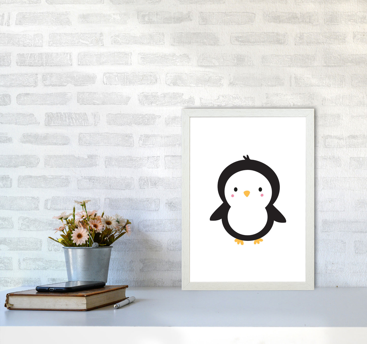 Children's Animals, Penguin Modern Print A3 Oak Frame