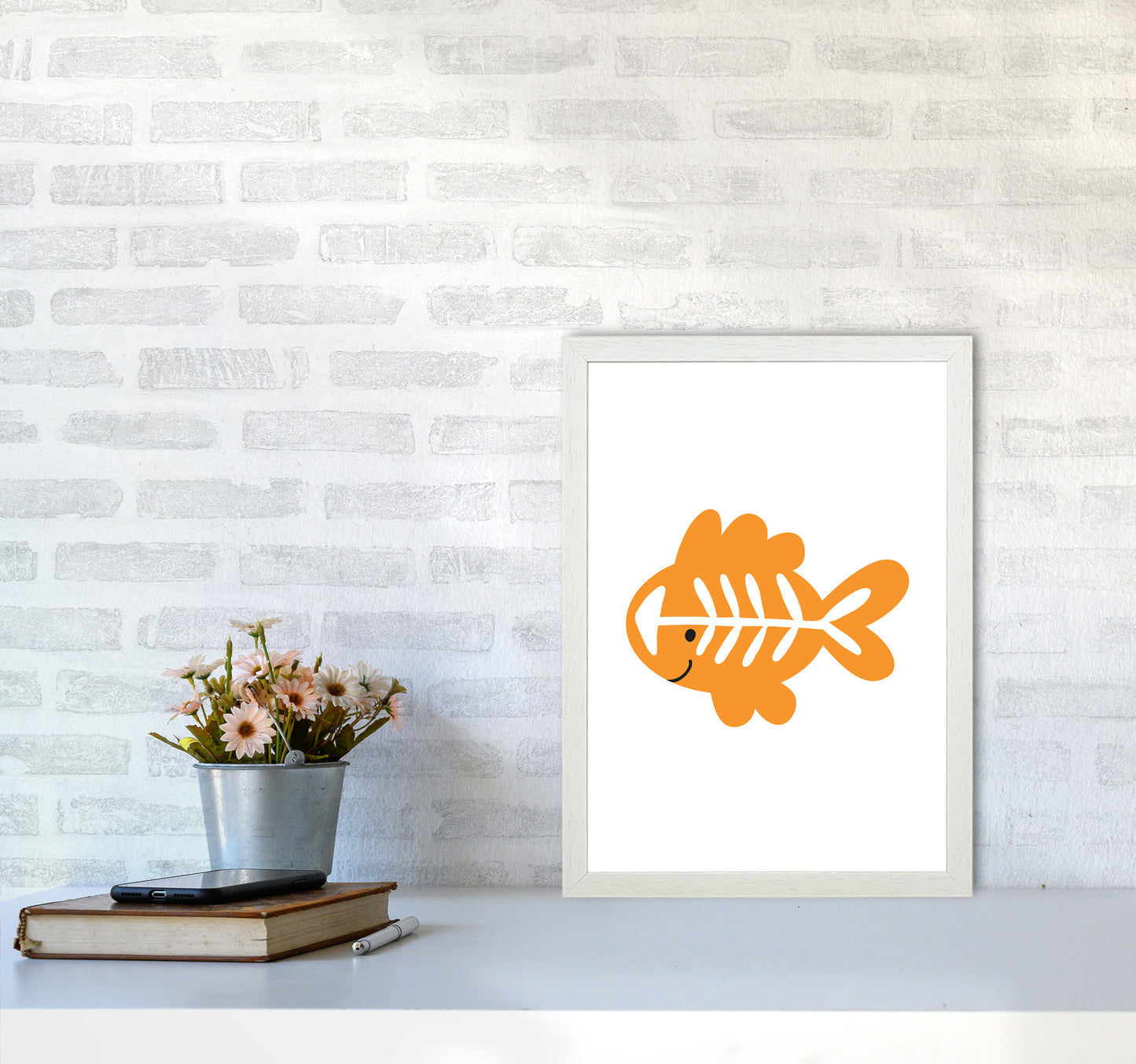 Children's Animals, X-Ray Fish Modern Print A3 Oak Frame