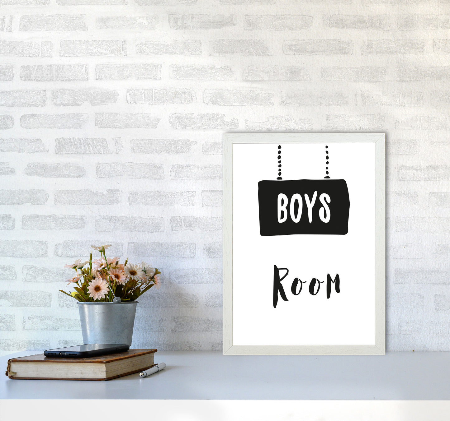Boys Room Black Framed Nursey Wall Art Print A3 Oak Frame