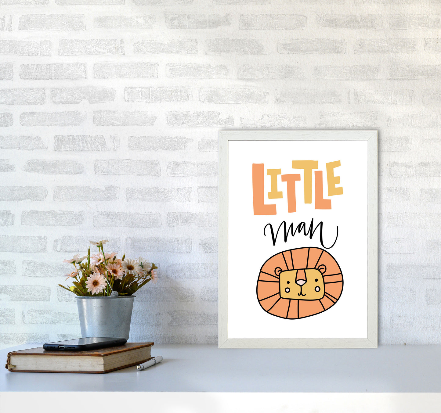 Little Lion Man Framed Nursey Wall Art Print A3 Oak Frame