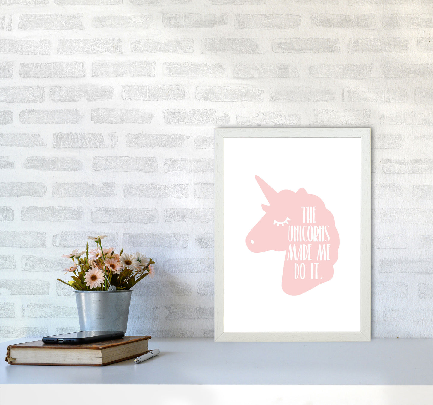 The Unicorns Made Me Do It Framed Nursey Wall Art Print A3 Oak Frame
