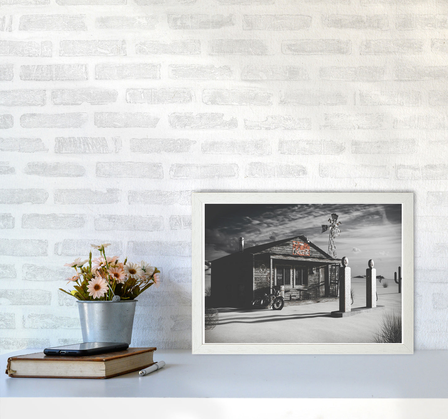 Texas Store Coca Cola Modern Print A3 Oak Frame