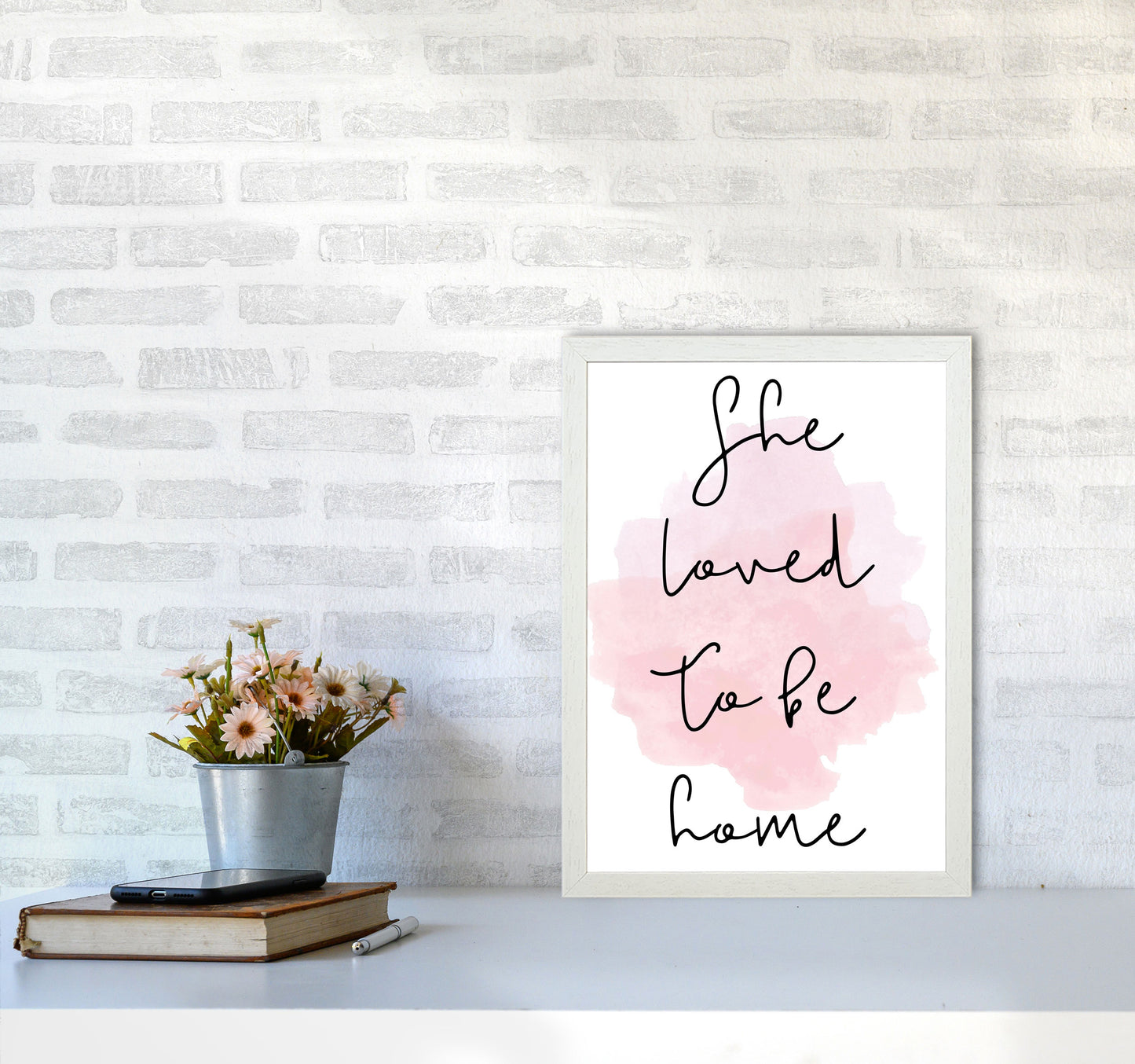 She Loved To Be HomeLink Watercolour Modern Print A3 Oak Frame