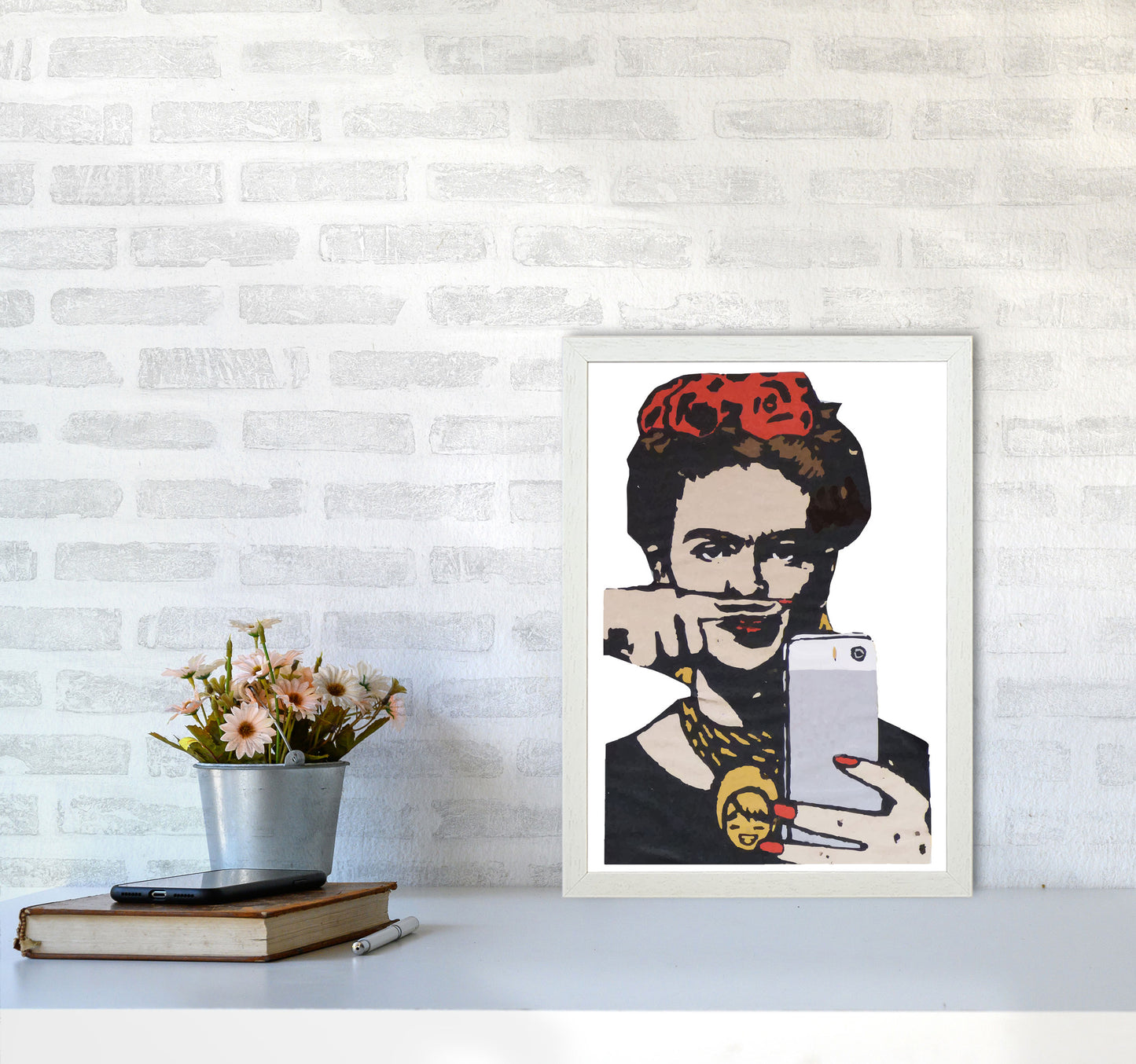 Urban Frida Kahlo Modern Print A3 Oak Frame