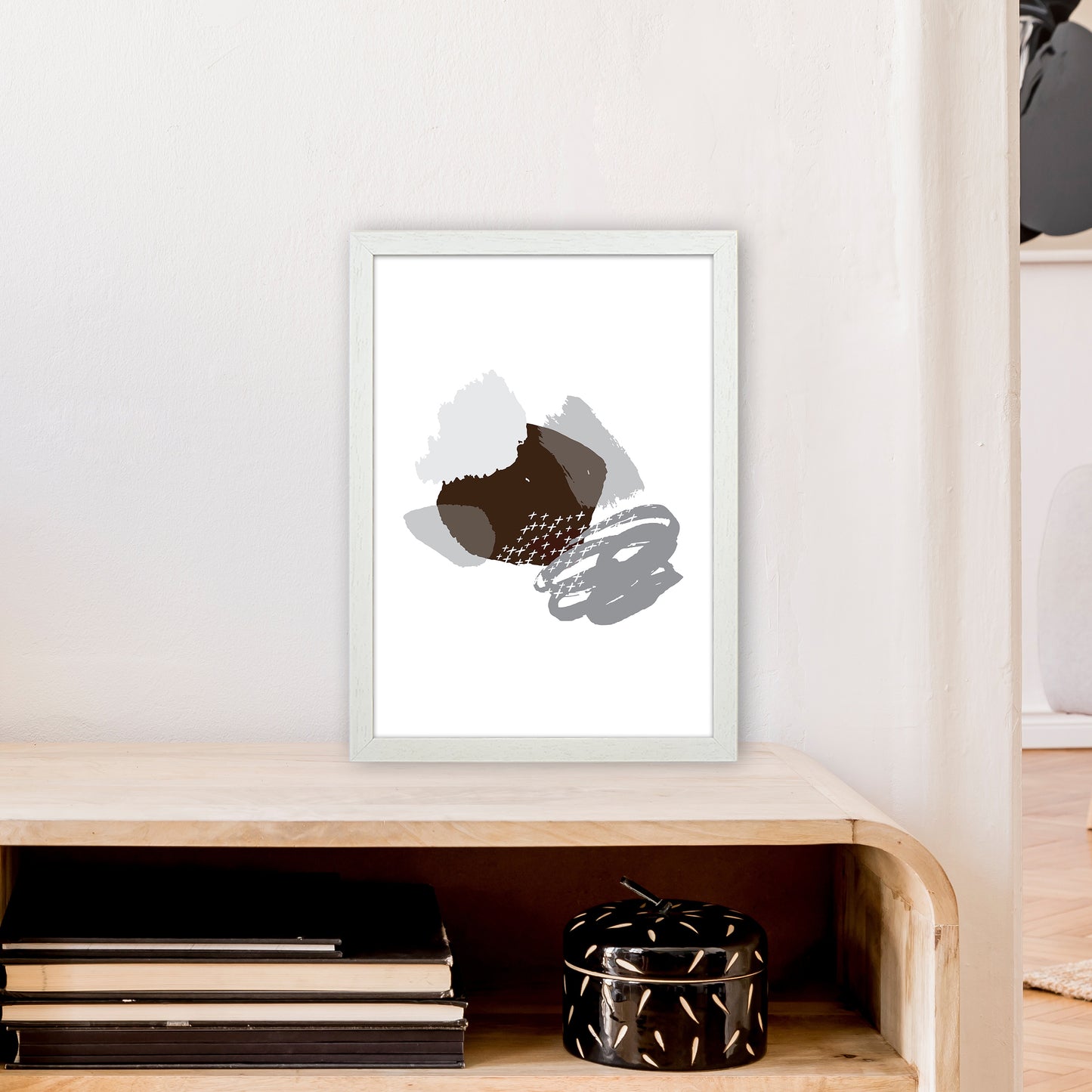 Mismatch Grey And Black Art Print by Pixy Paper A3 Oak Frame