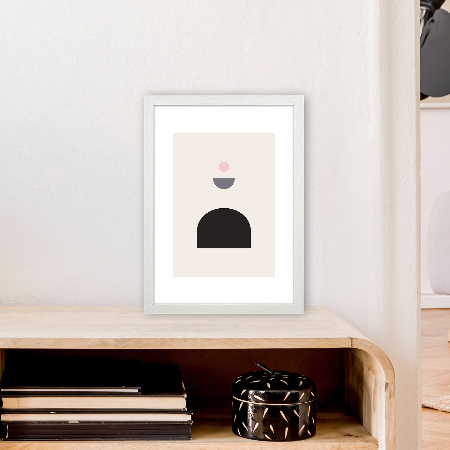 Mila Pink Abstract N13 Art Print by Pixy Paper A3 Oak Frame