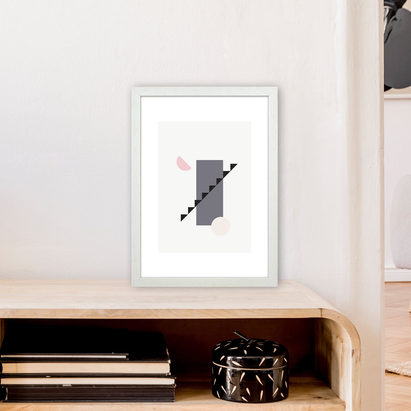 Mila Pink Abstract N12 Art Print by Pixy Paper A3 Oak Frame