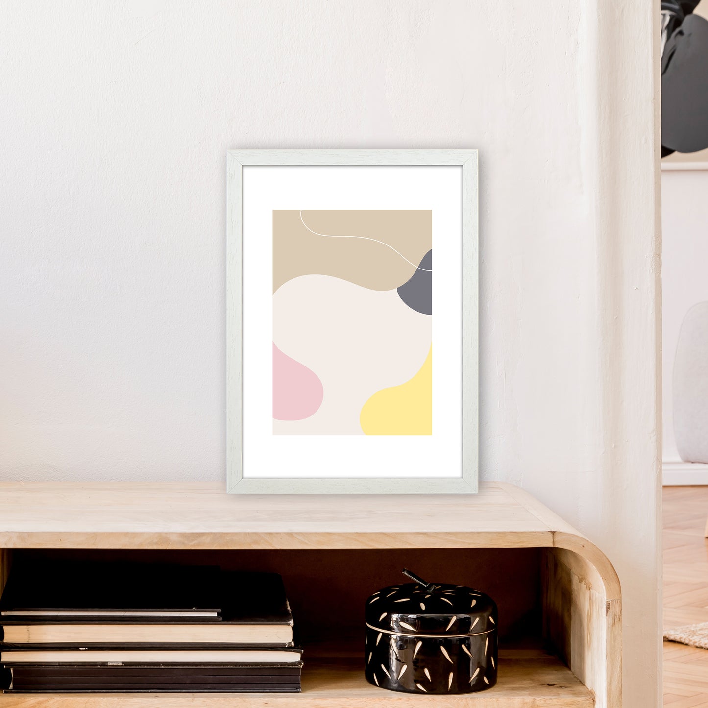 Mila Pink Abstract N24 Art Print by Pixy Paper A3 Oak Frame