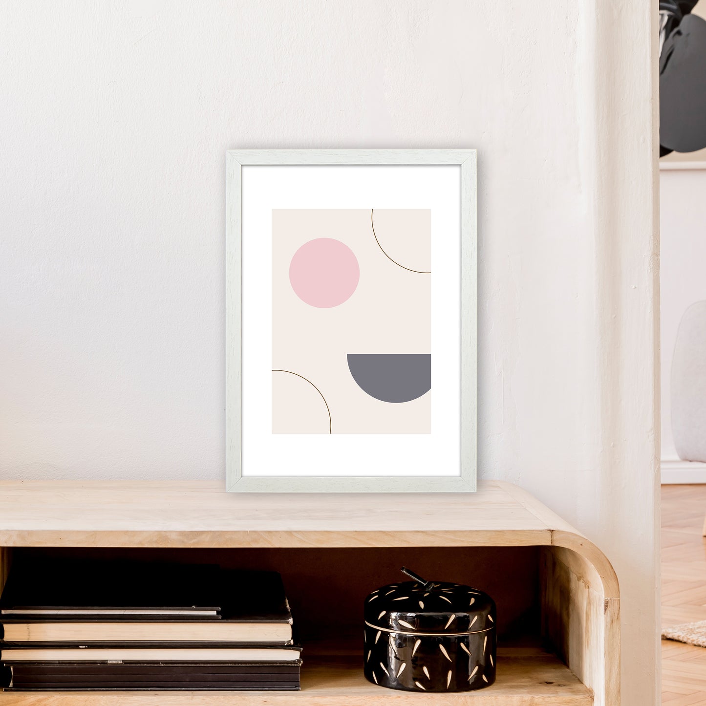 Mila Pink Abstract N23 Art Print by Pixy Paper A3 Oak Frame