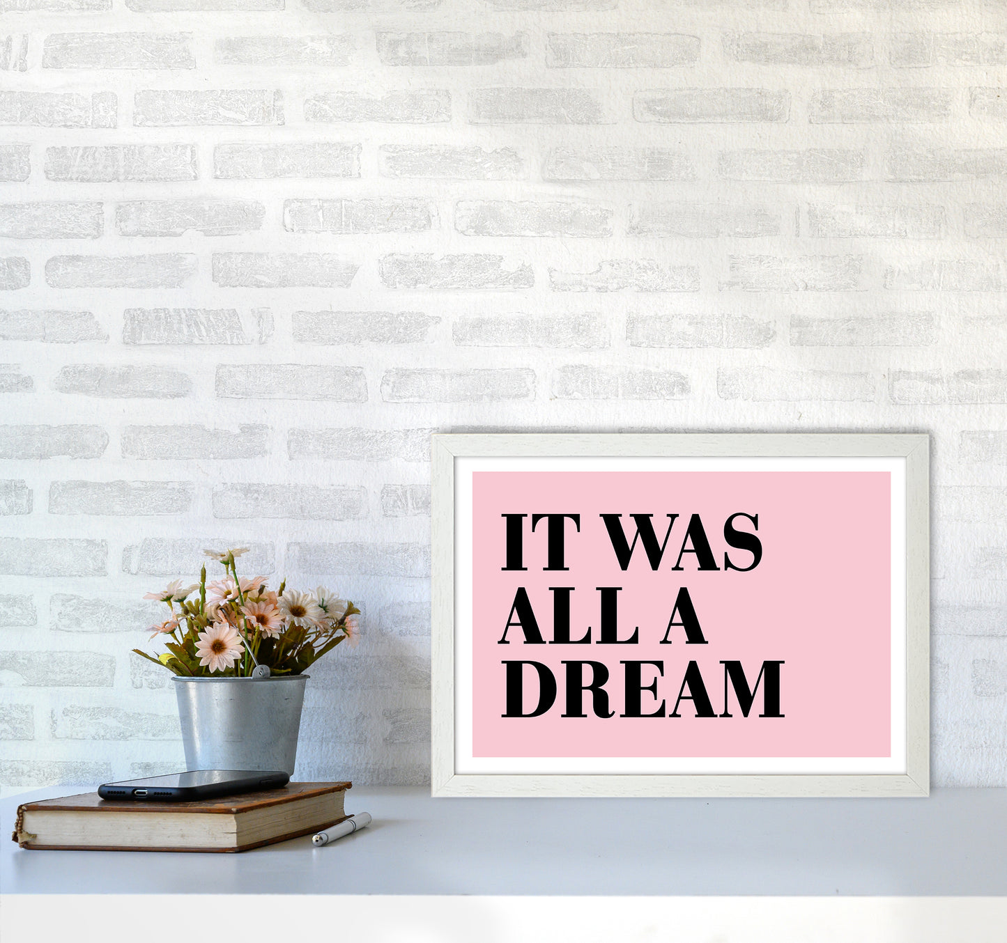 It Was All A Dream Neon Funk Art Print by Pixy Paper A3 Oak Frame