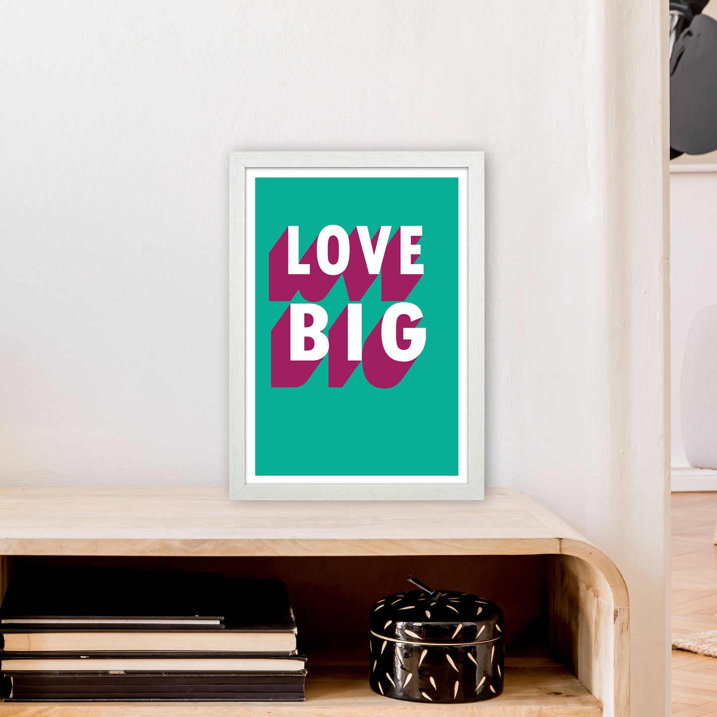 Love Big Shadow Art Print by Pixy Paper A3 Oak Frame