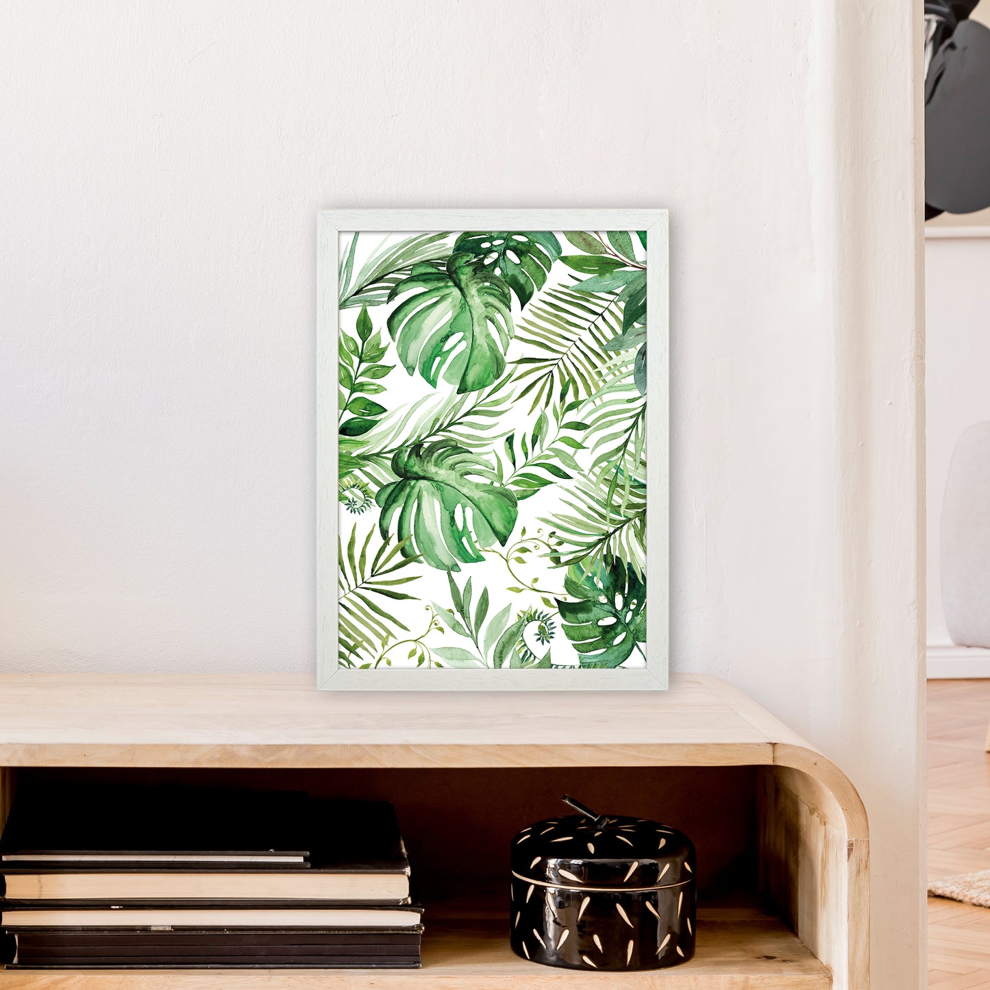 Full Page Leaves Exotic Art Print by Pixy Paper A3 Oak Frame