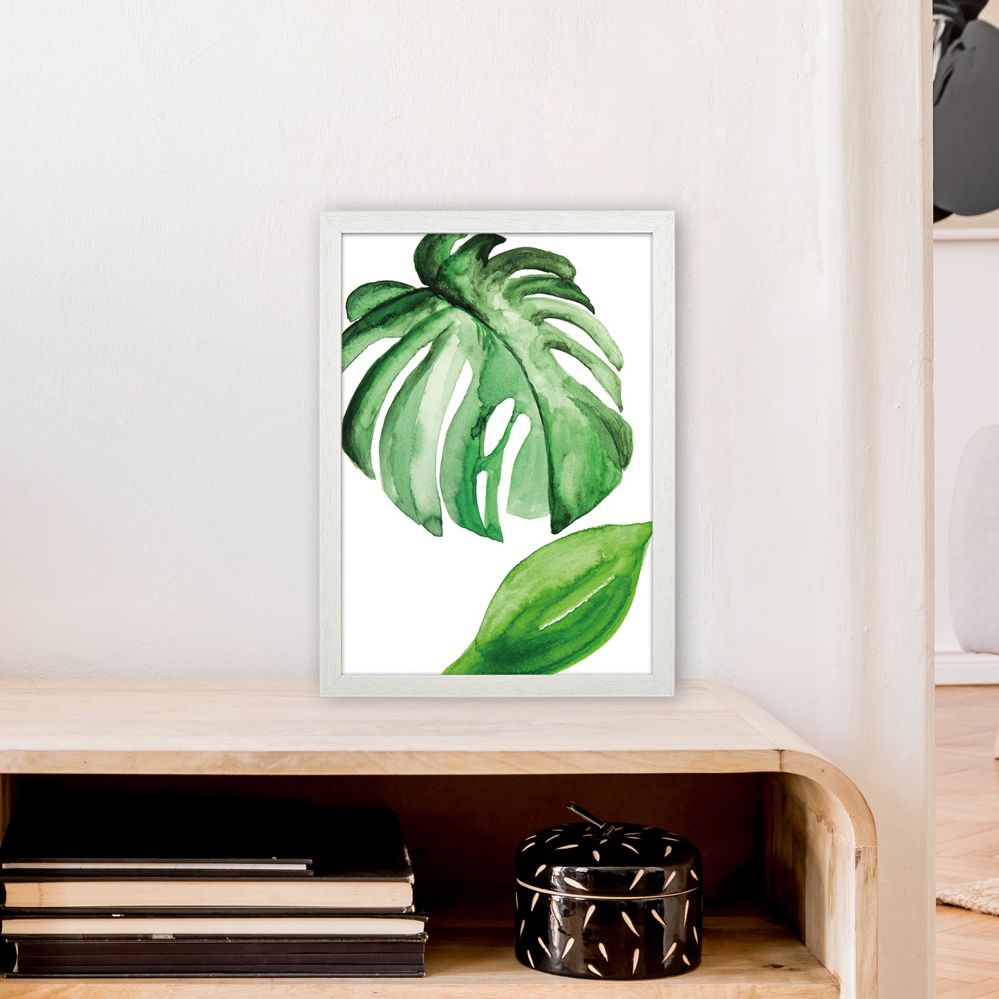 Large Leaf Exotic Art Print by Pixy Paper A3 Oak Frame