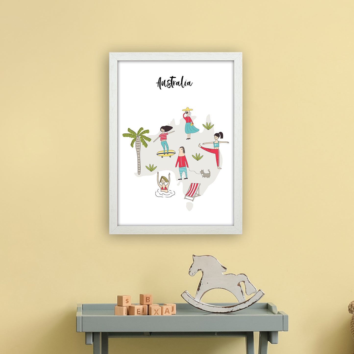 Australia Map Art Print by Pixy Paper A3 Oak Frame