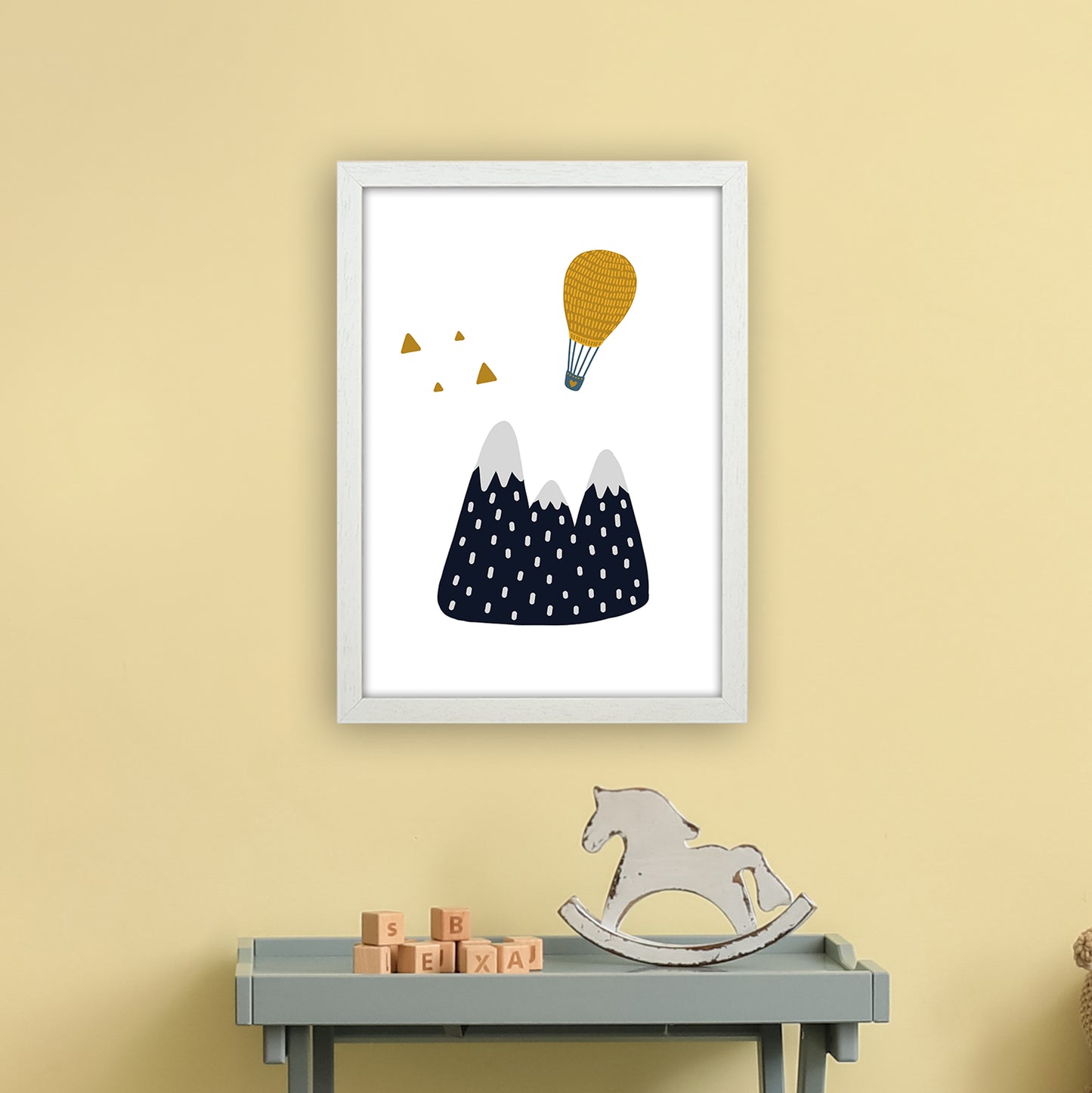 Little Explorer Hot Air Balloon Art Print by Pixy Paper A3 Oak Frame