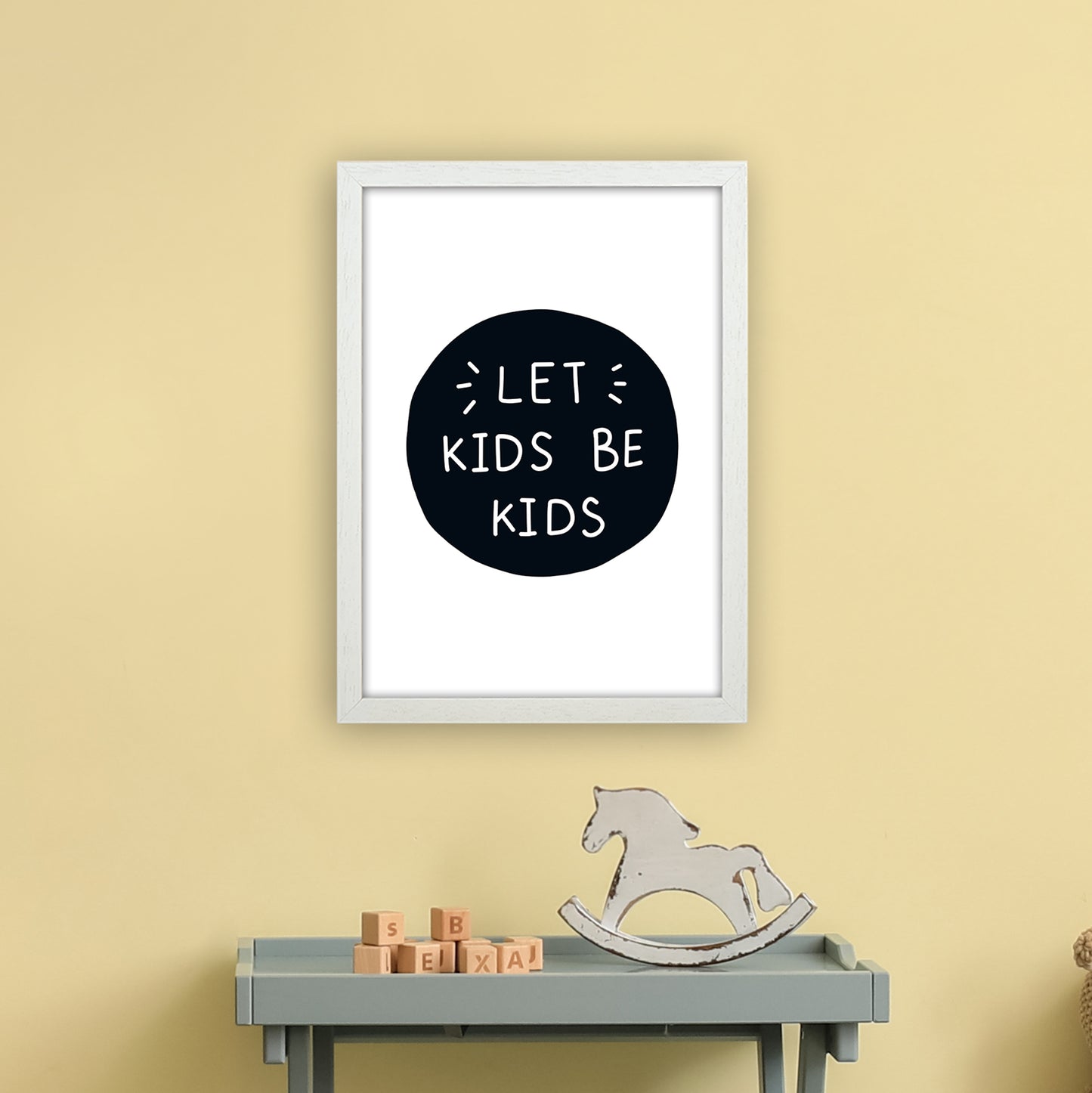 Let Kids Be Kids Super Scandi Art Print by Pixy Paper A3 Oak Frame